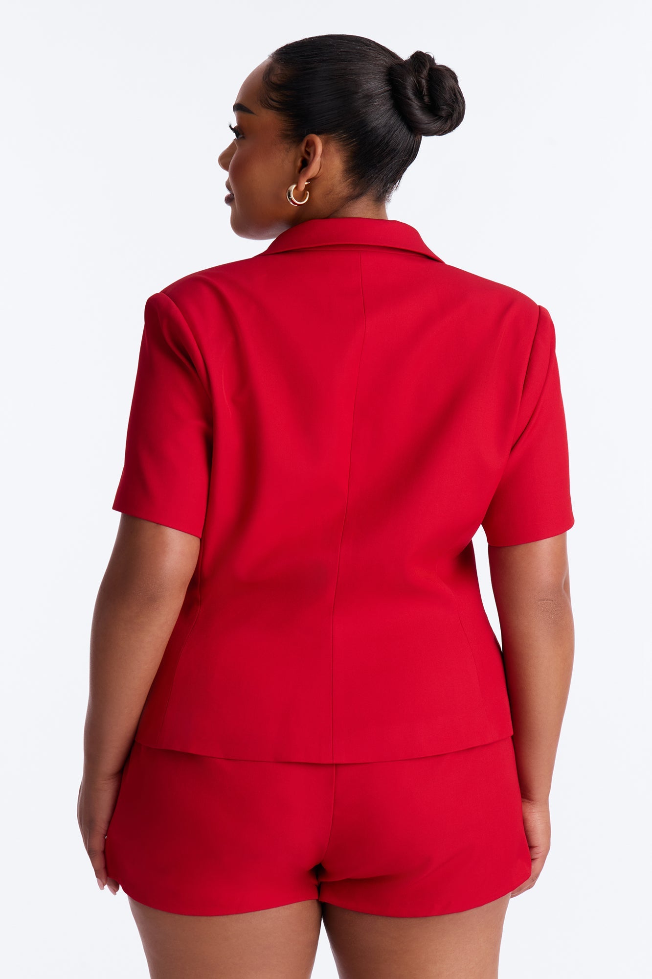 Your New Obsession Fitted Short Sleeve Blazer - Red