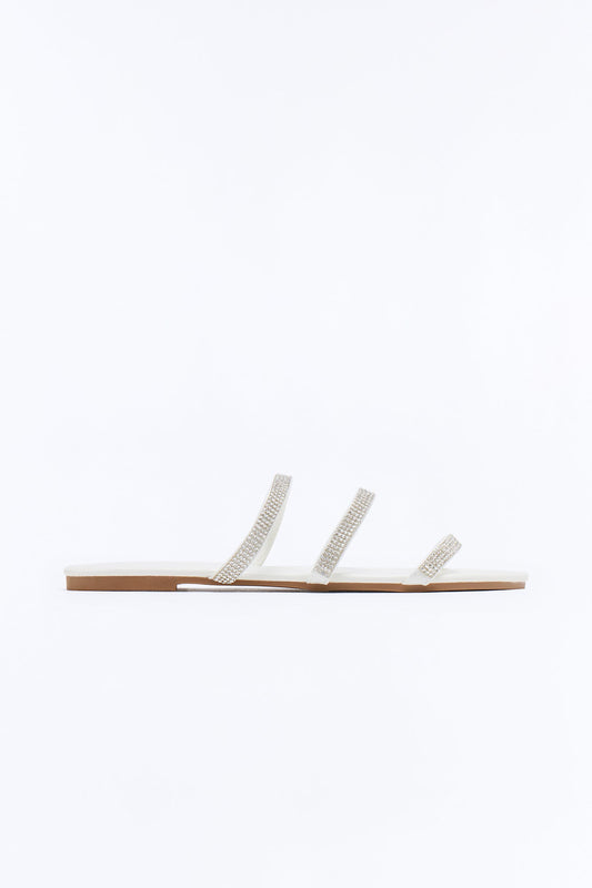 Top Form Embellished Sandals - White