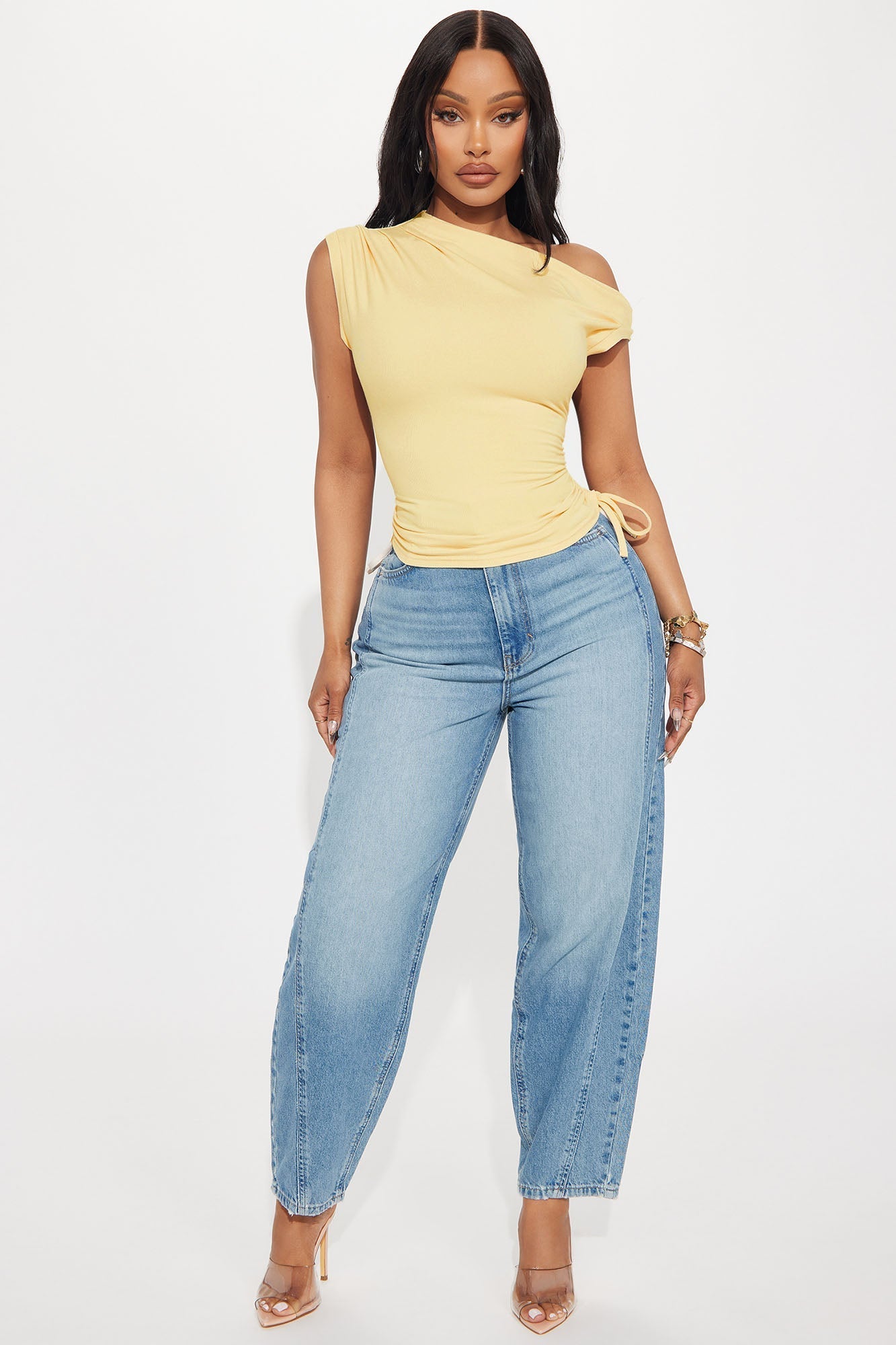 Vera One Shoulder Top - Butter Yellow
