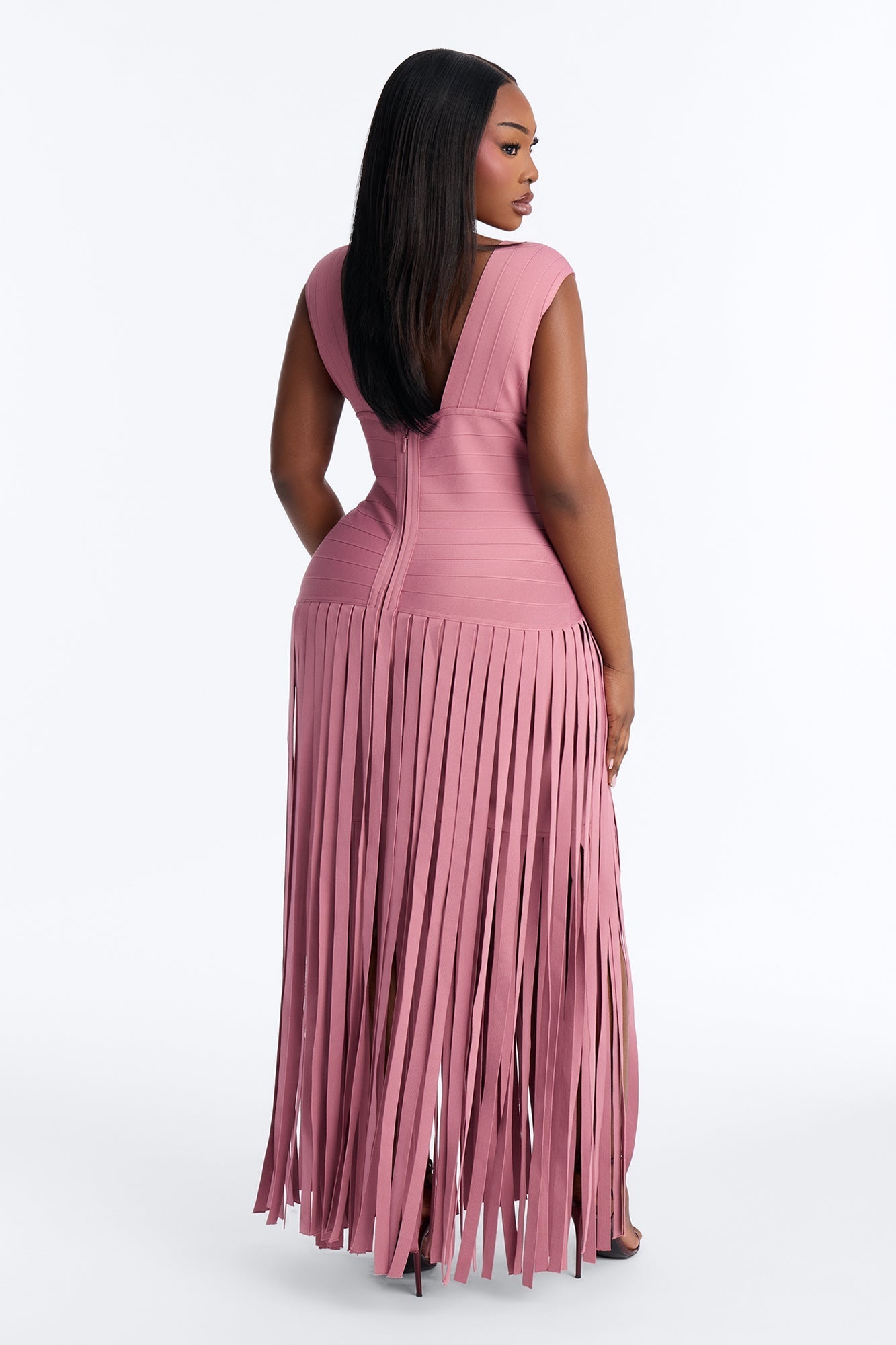 Alliana Bandage Fringe Maxi Dress - Mauve