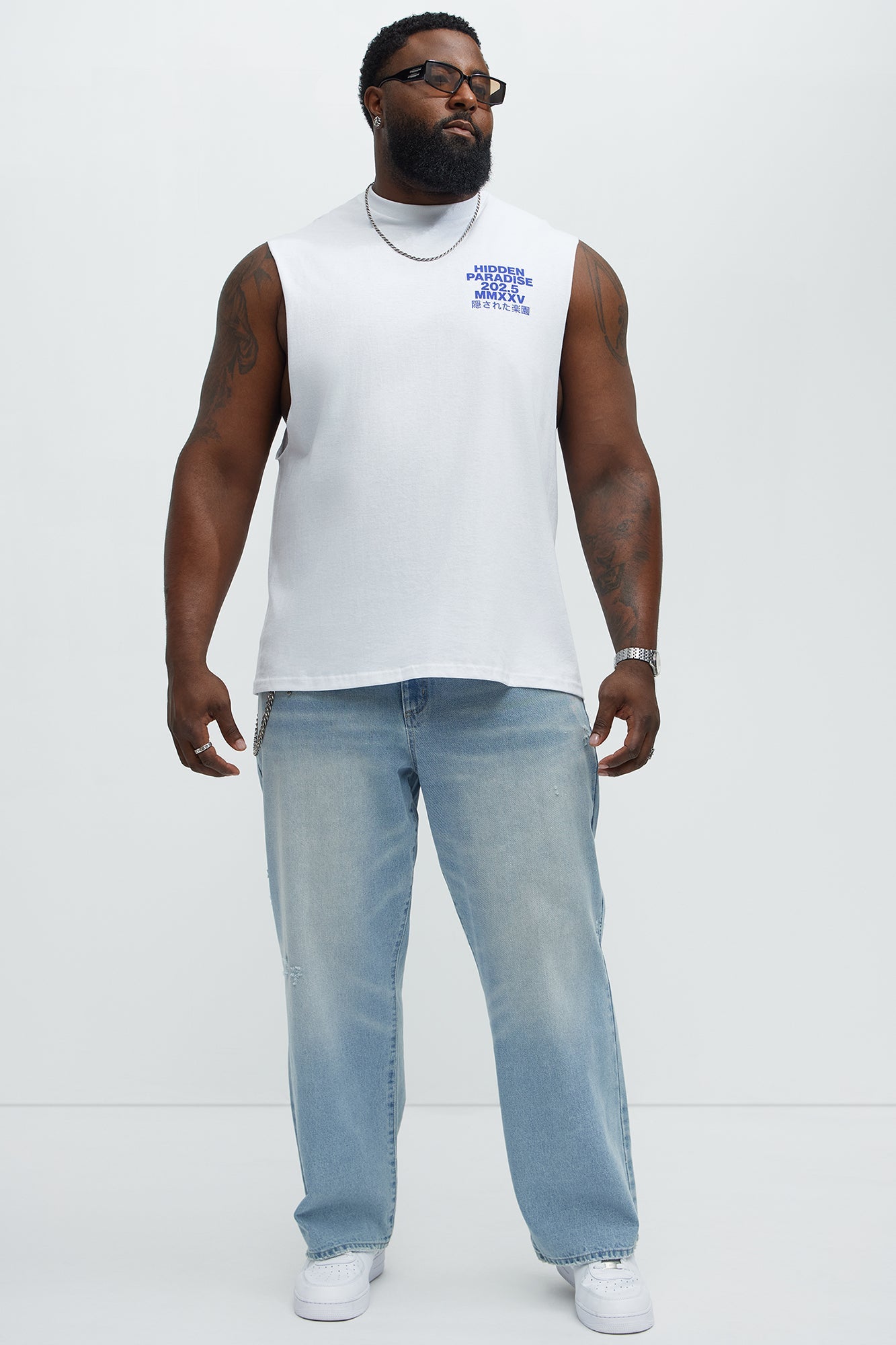 Hidden Paradise Muscle Tee - White