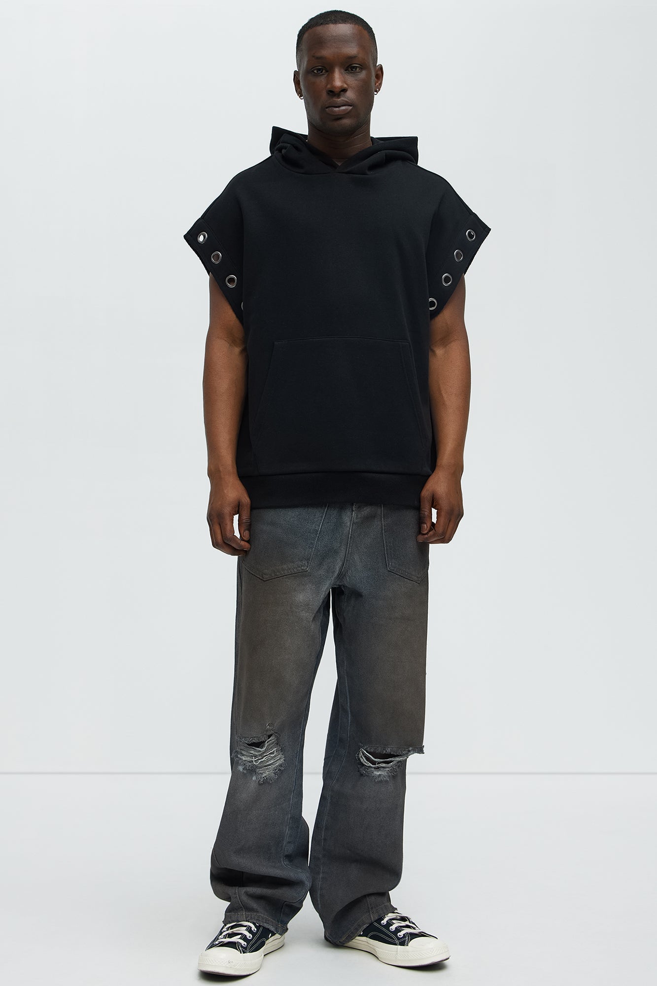 Tyson Ring Sleeveless Hoodie - Black