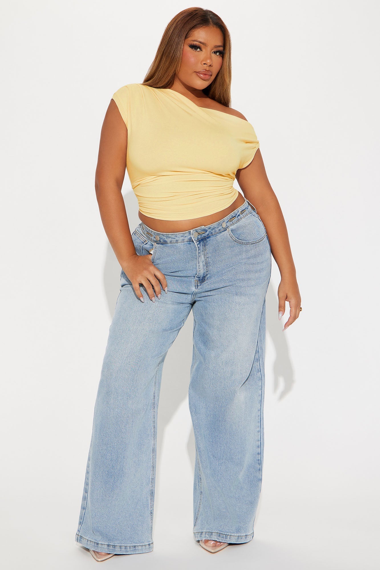 Vera One Shoulder Top - Butter Yellow