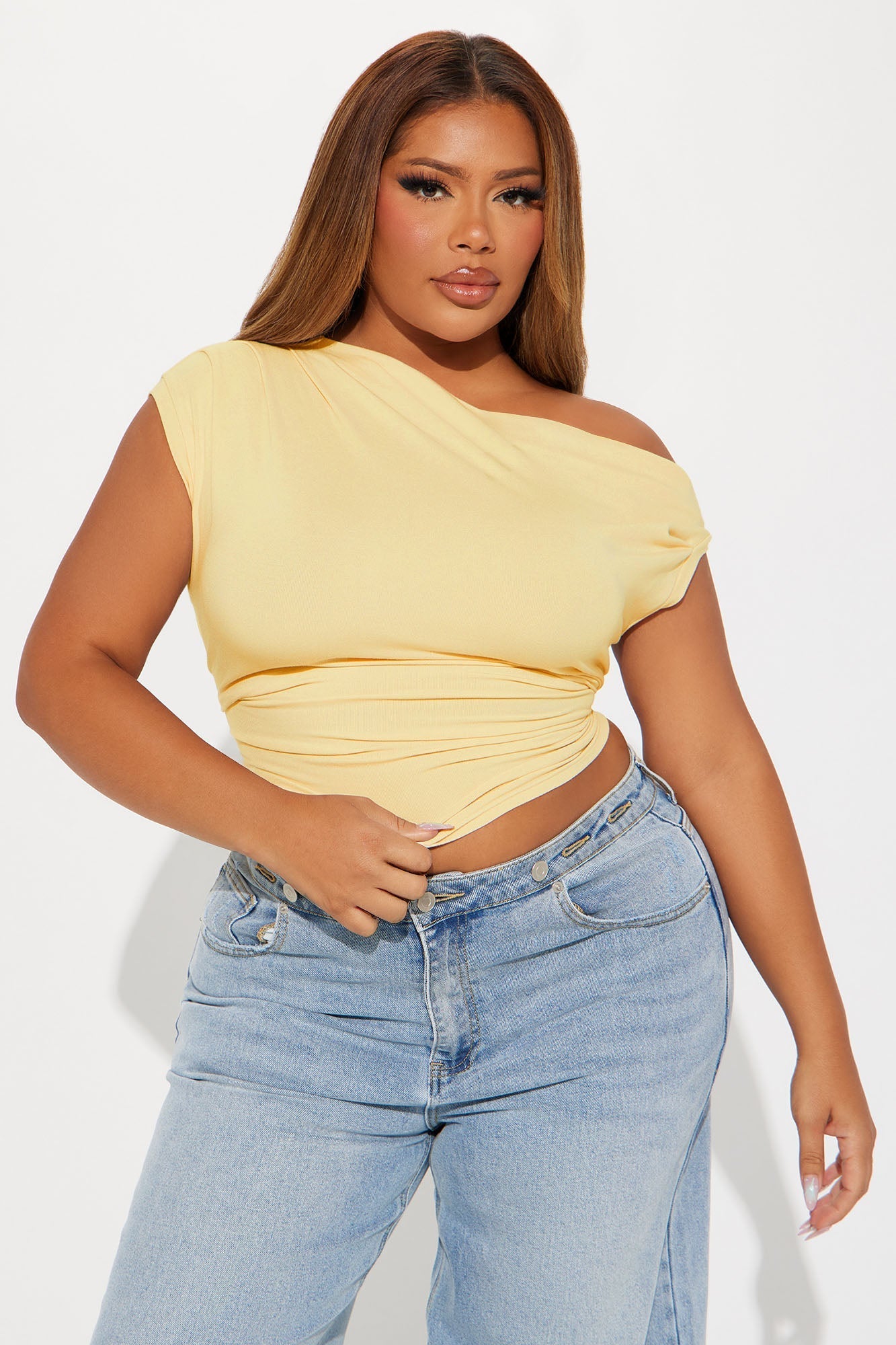 Vera One Shoulder Top - Butter Yellow