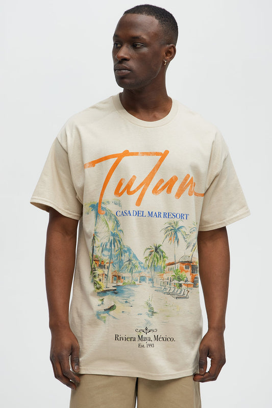 Tulum Resort Oversized Short Sleeve Tee - Sand
