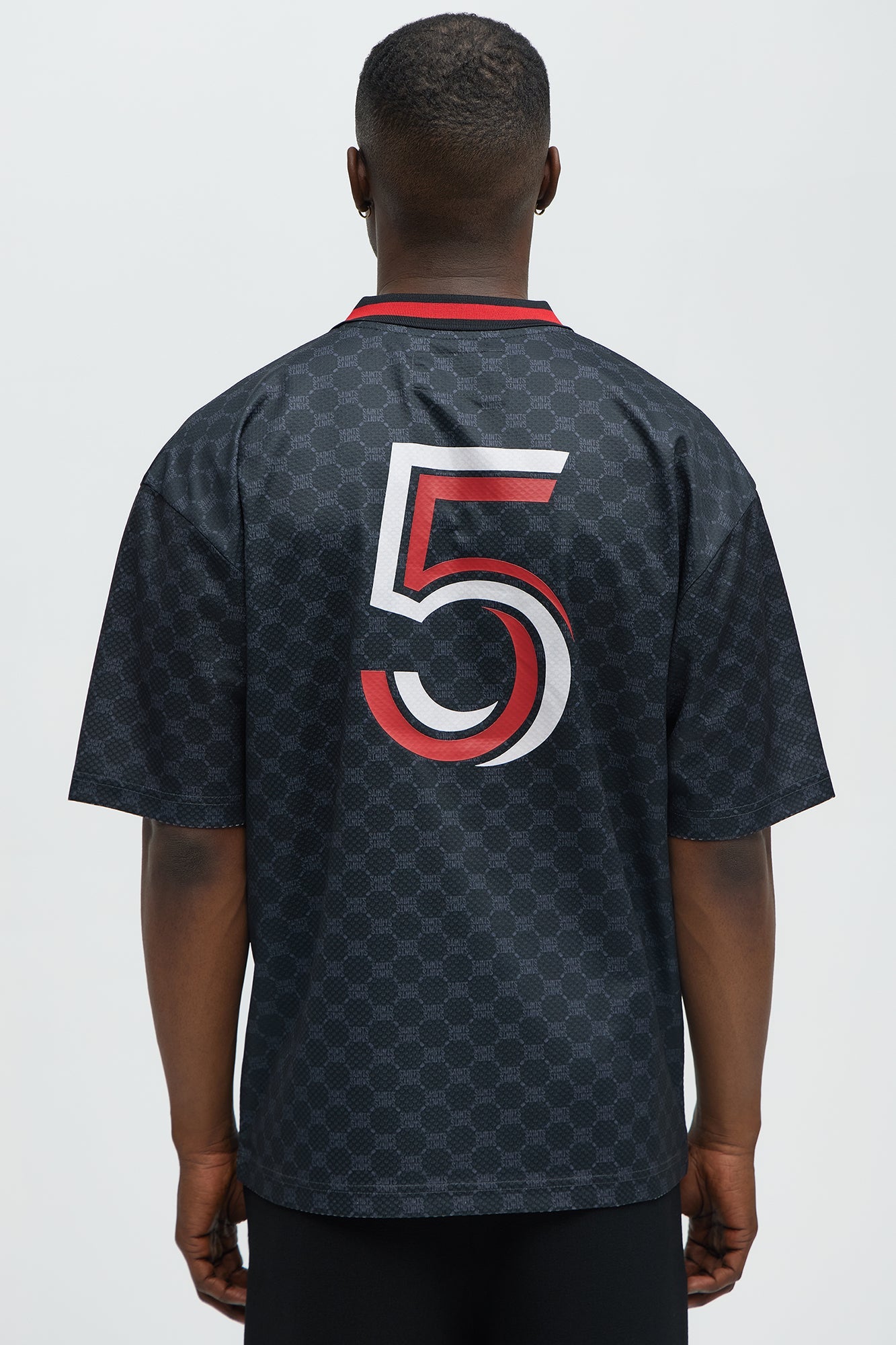 Saints Johnny Collar Soccer Jersey - Black