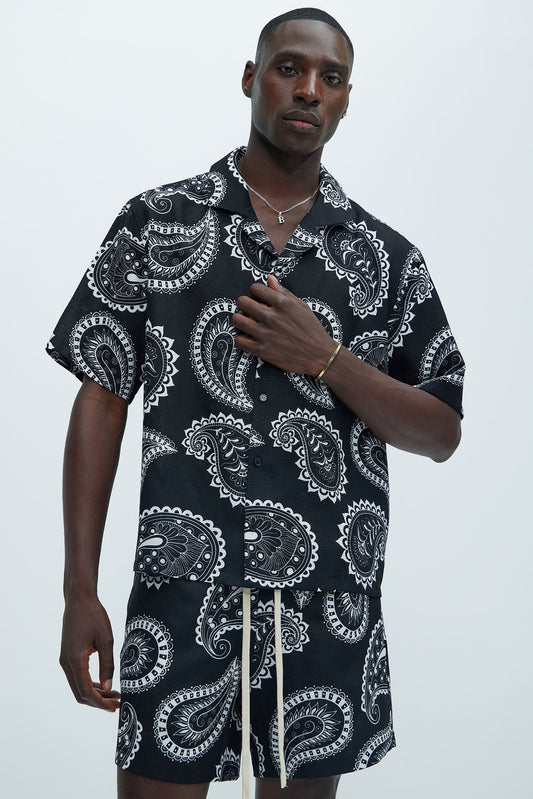 Laredo Paisley Shirt - Black/White