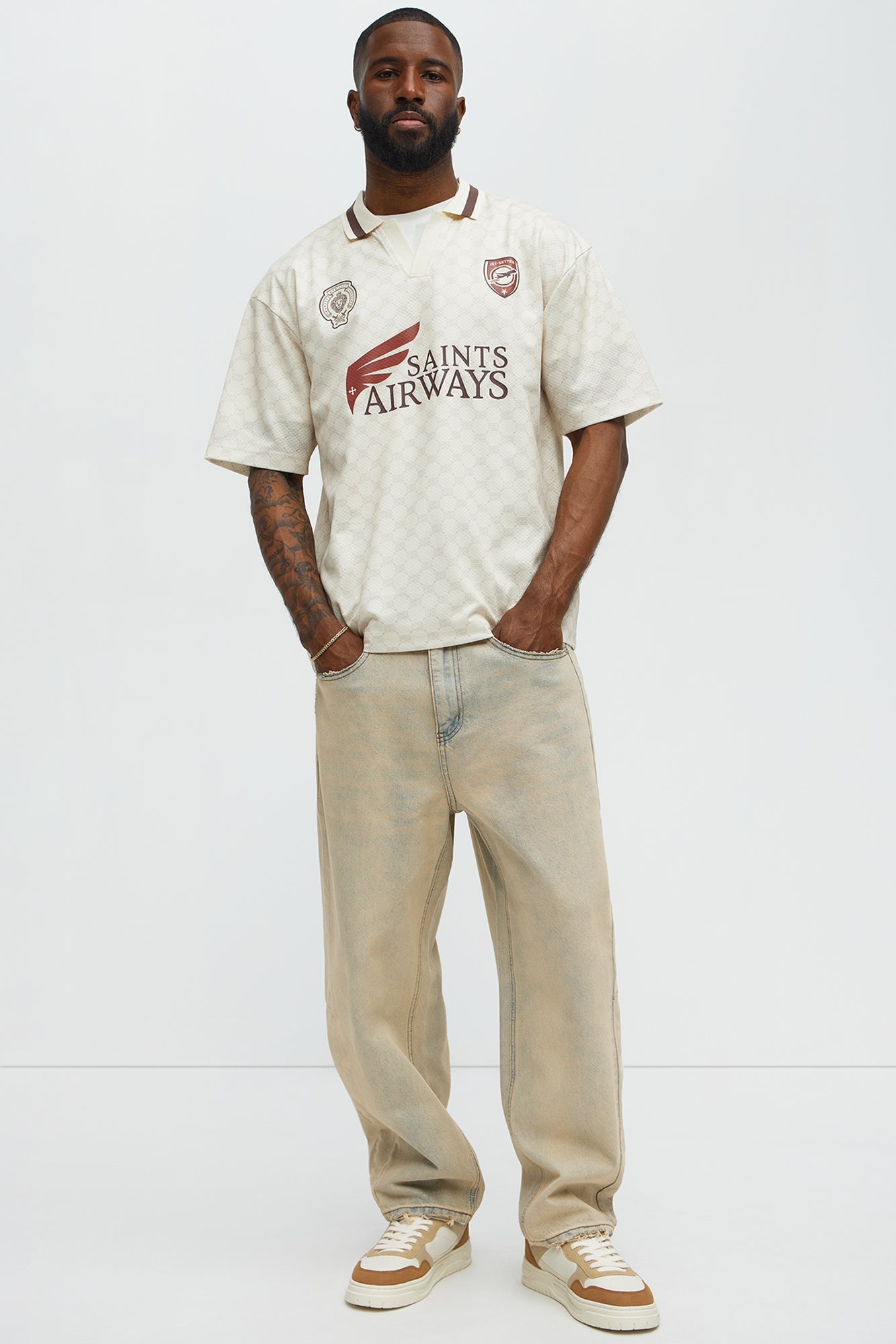 Saints Johnny Collar Soccer Jersey - Ivory