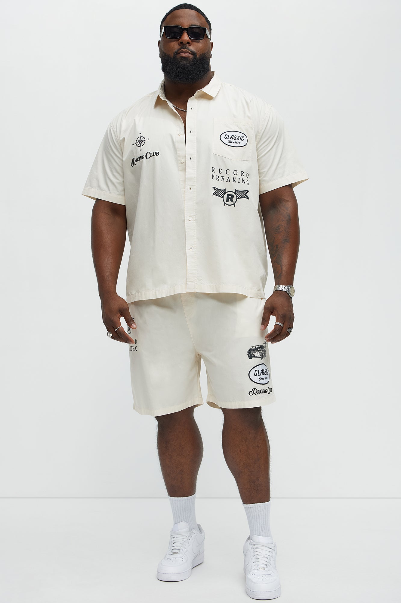 Racing Club Short Sleeve Button Up Shirt - Cream