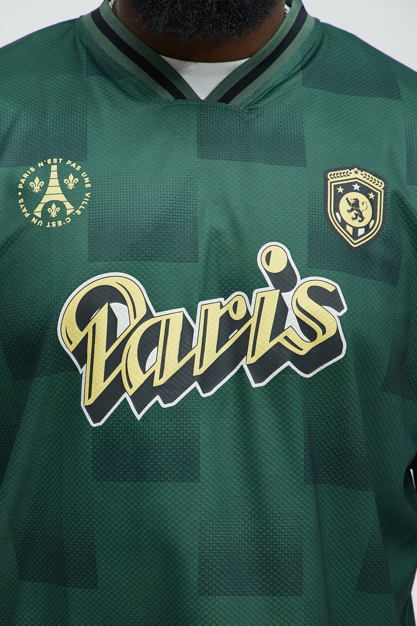 Checkered Paris Short Sleeve Soccer Jersey - Green/combo