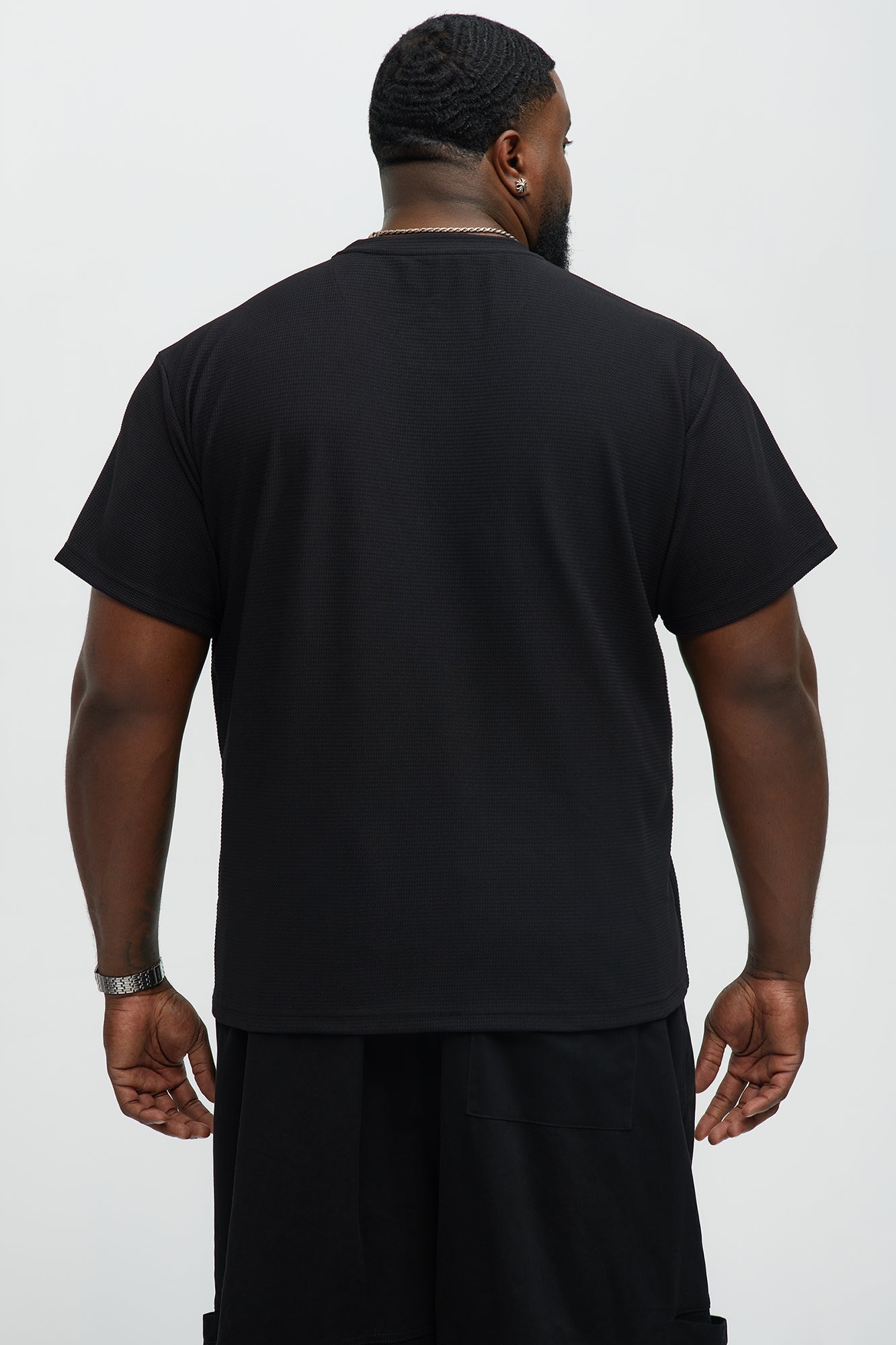 Broken Heart Textured Short Sleeve Tee - Black
