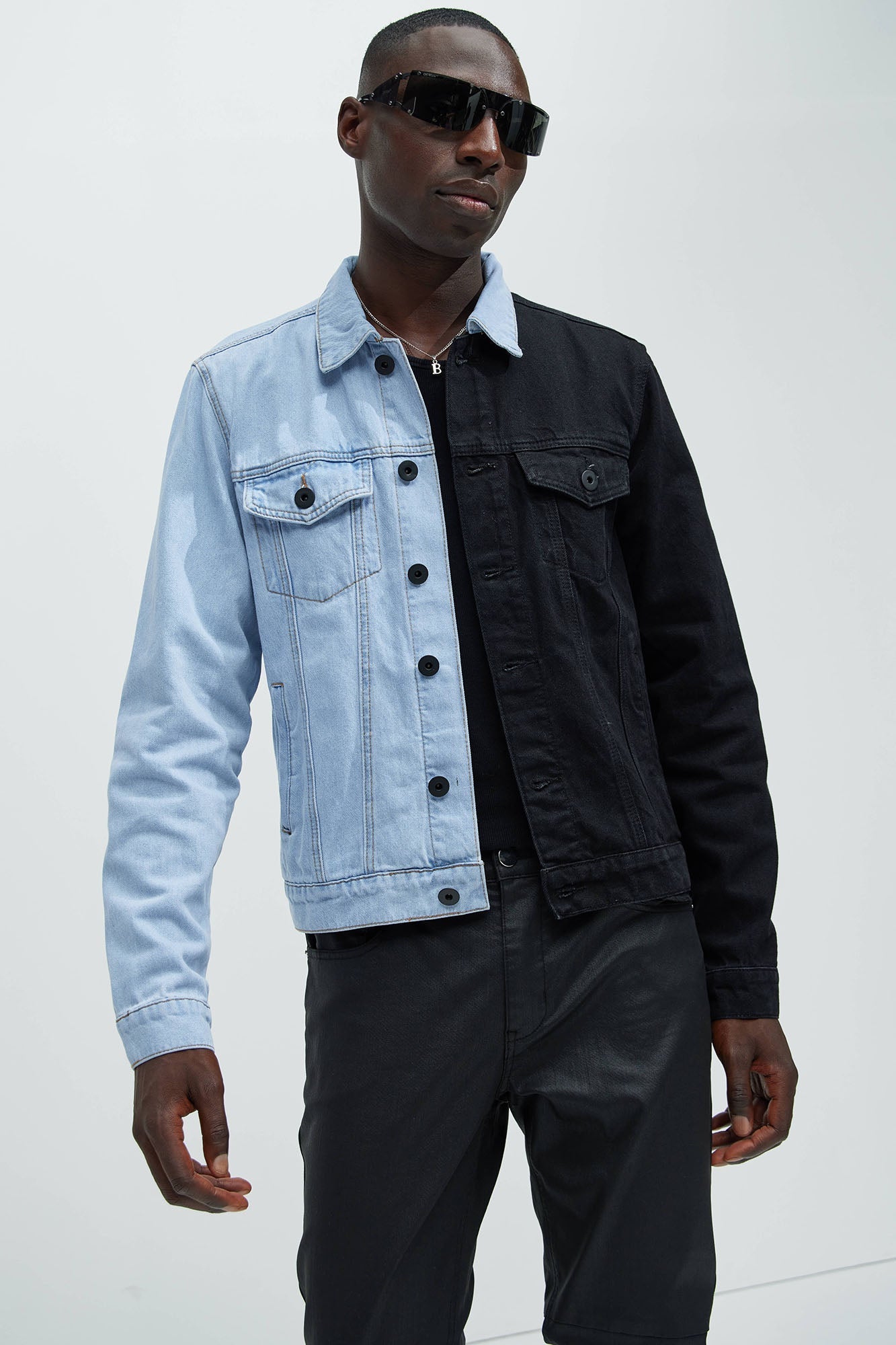 Two Tone Denim Jacket - Black/Combo