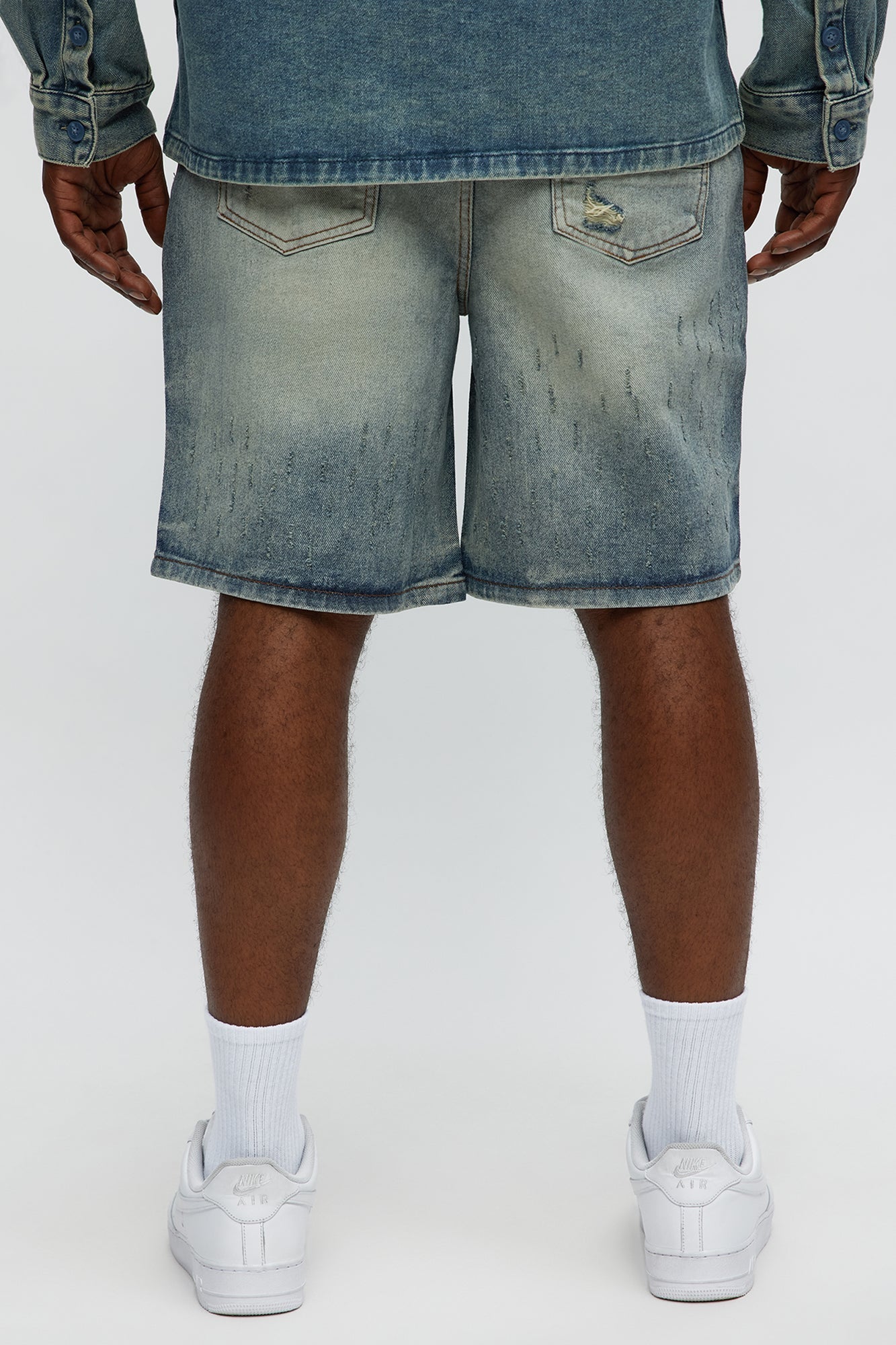 Young Star Jeweled Relaxed Denim Shorts - Medium Blue Wash