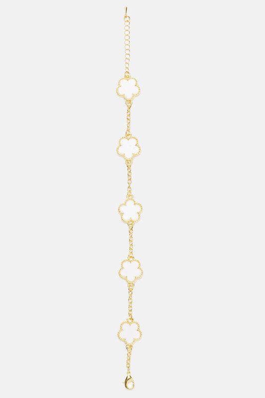 Iced Multi Clover Bracelet - White