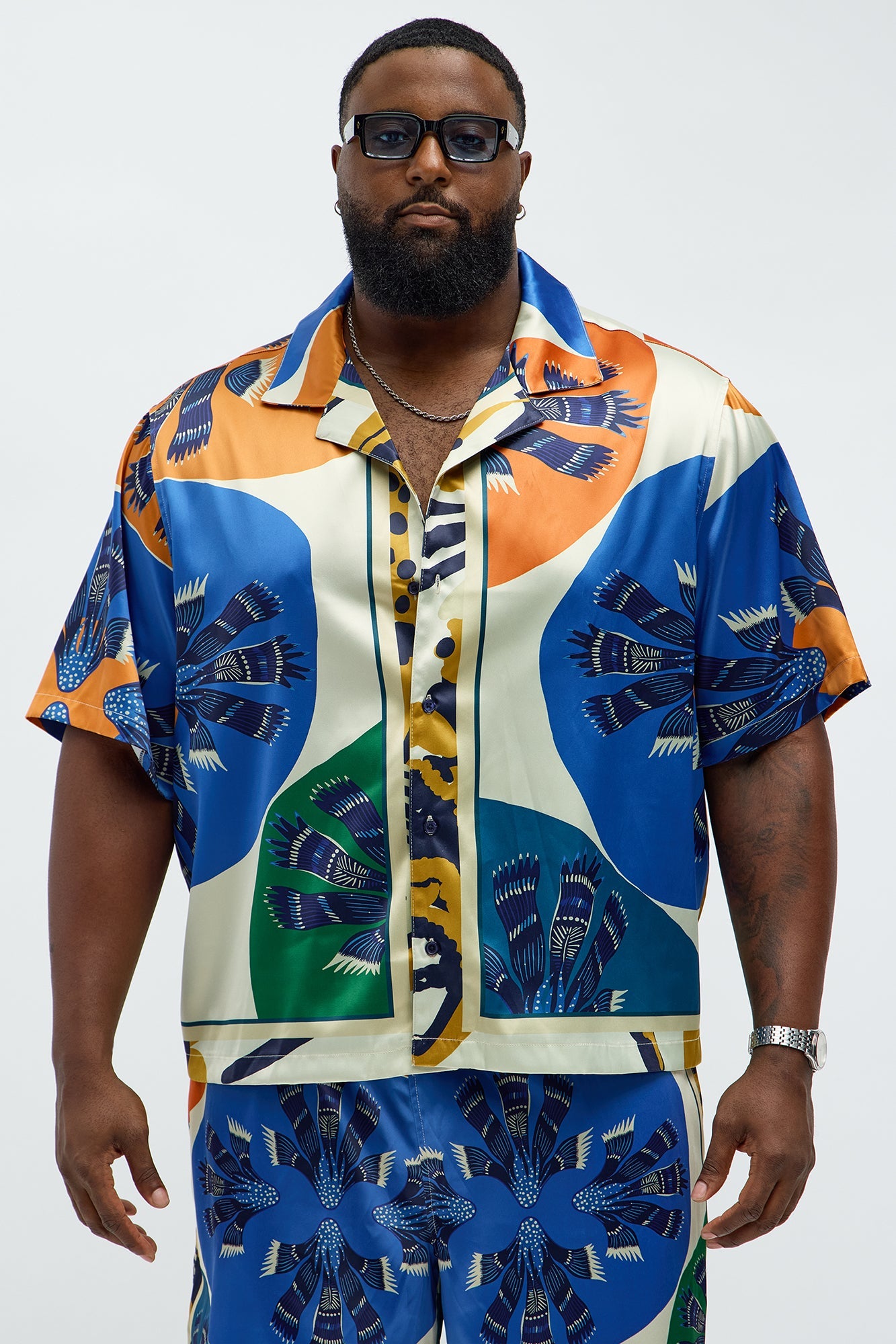 Relaxed Sea Vibe Cuban Collar Button Up Shirt - Multi Color