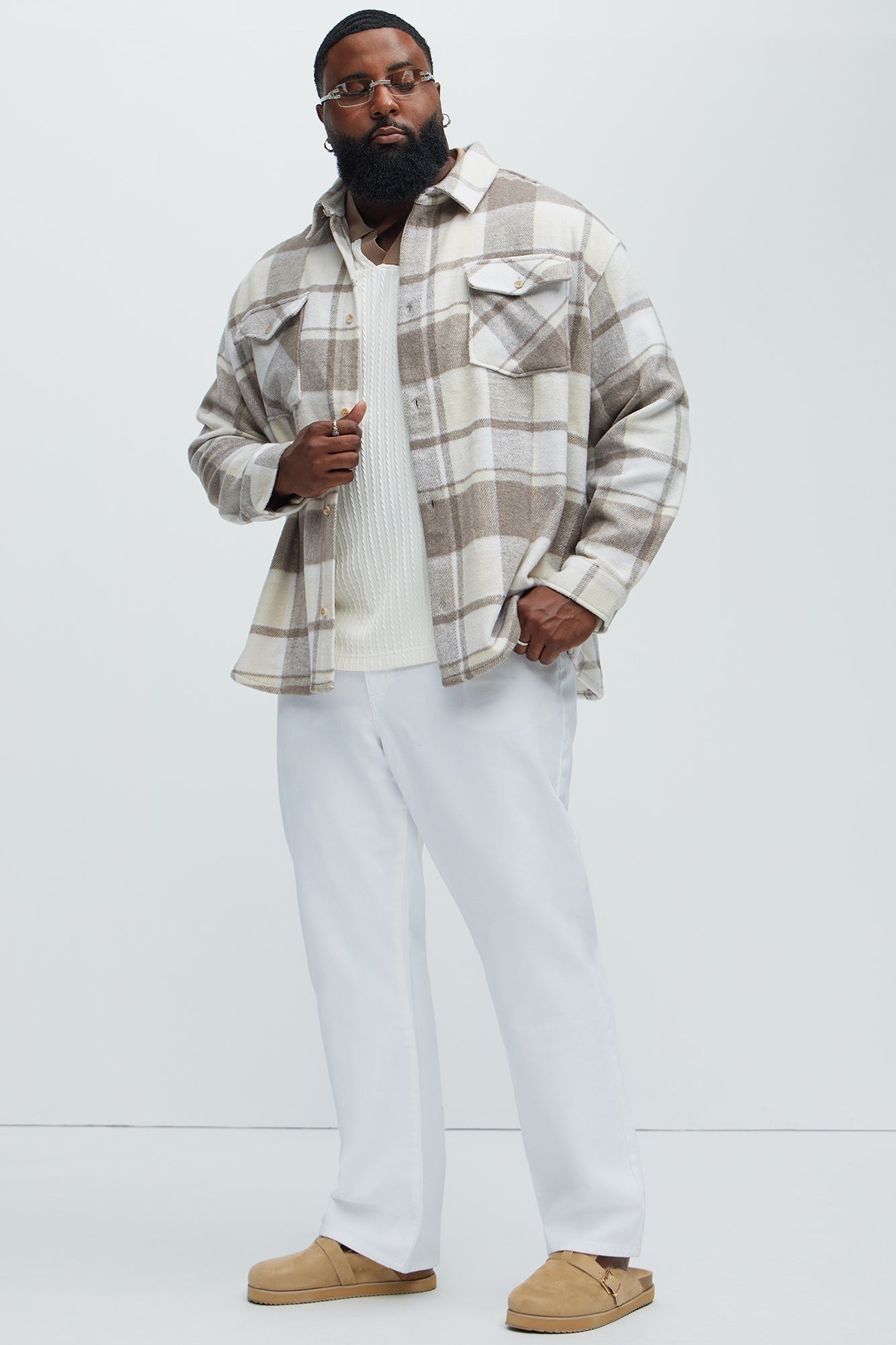 Wanted Plaid Shacket - Cream