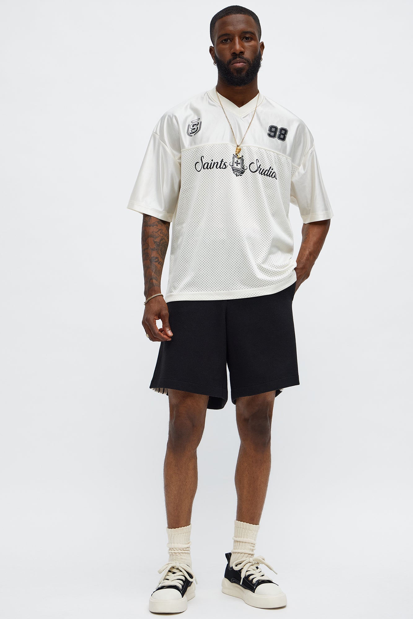 Saints Studios Short Sleeve Soccer Jersey - Off White/combo