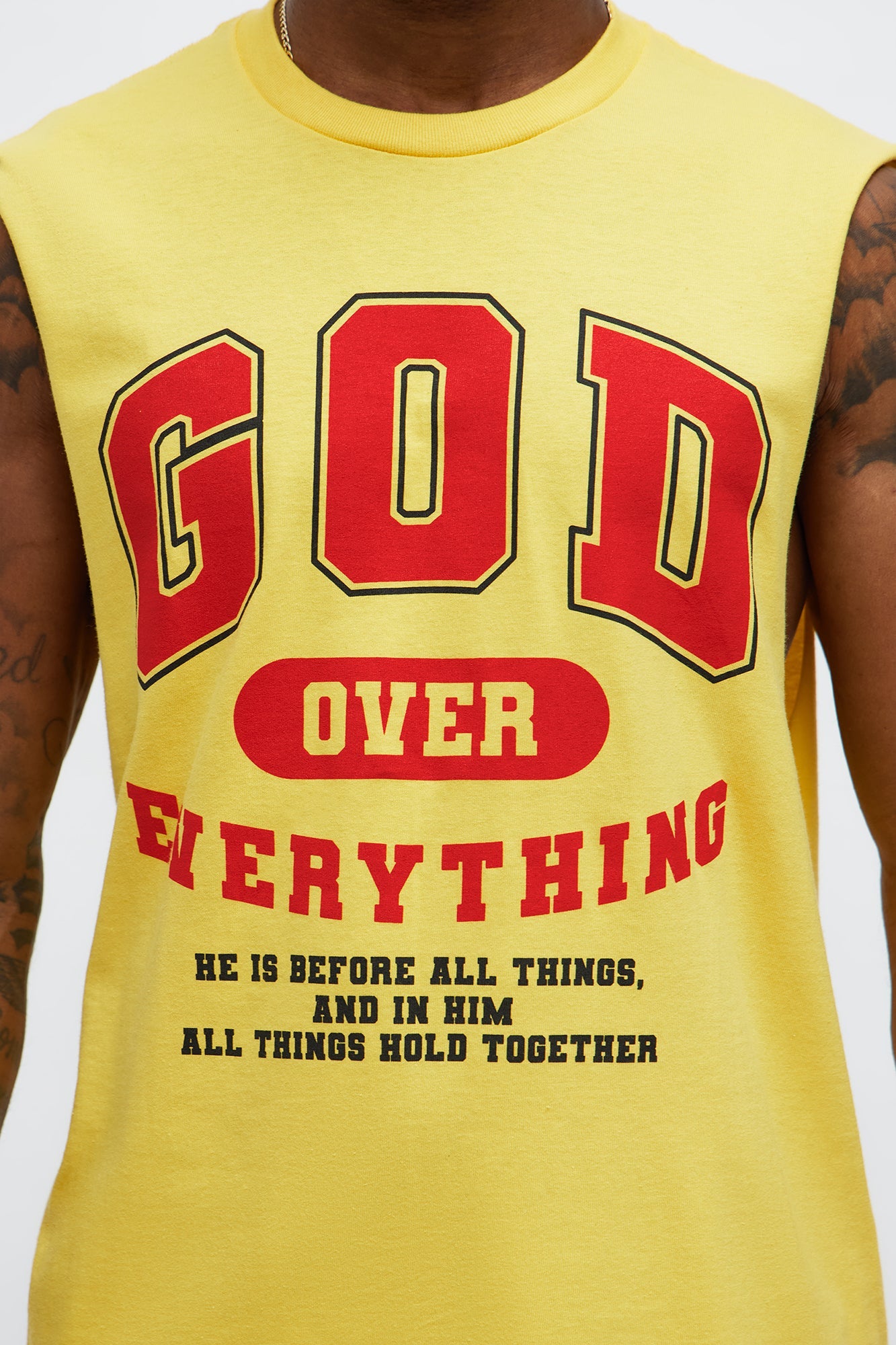 God Over Everything Muscle Tee - Yellow