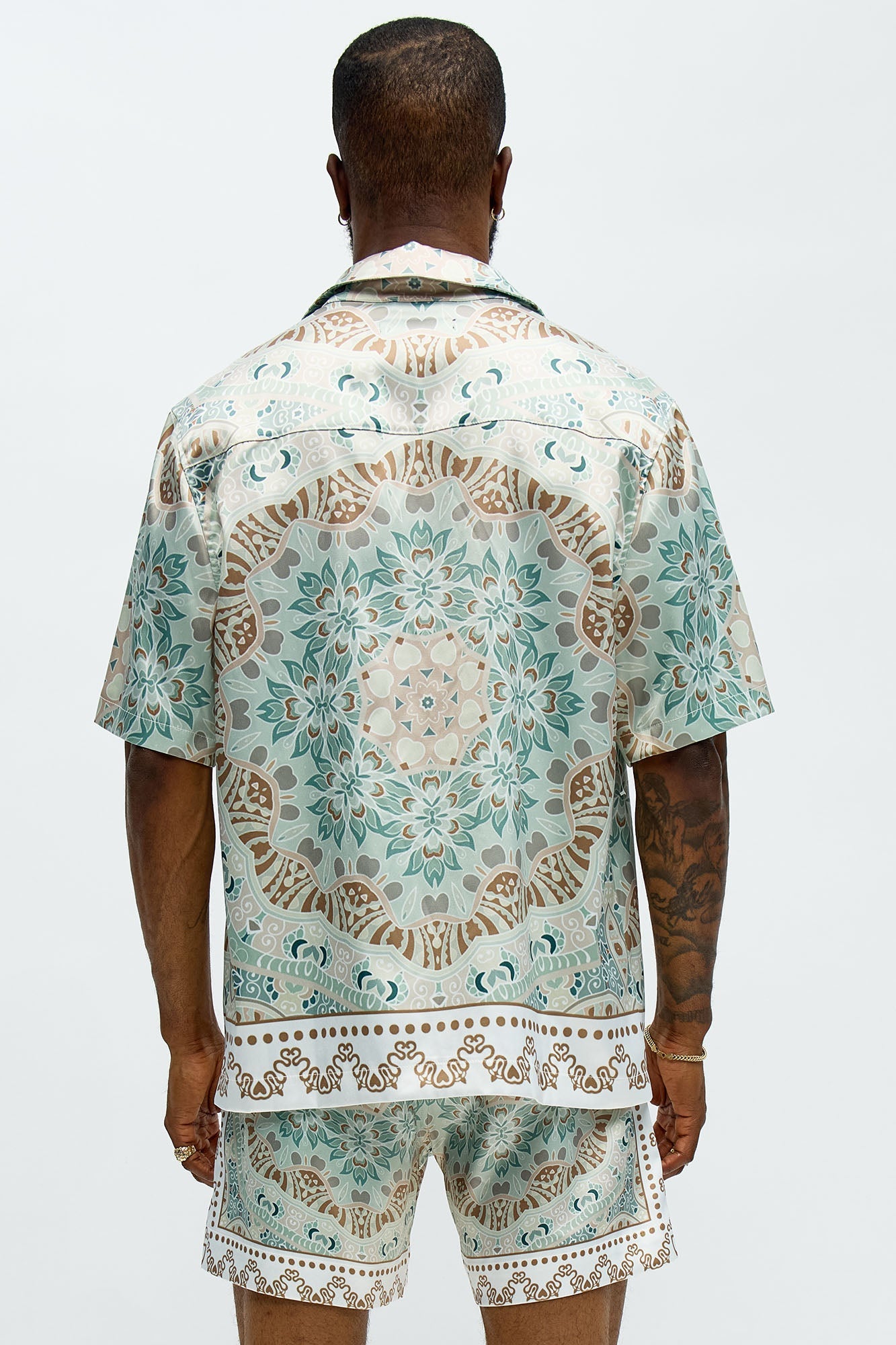 Green Love Button Up Shirt - Sage/combo