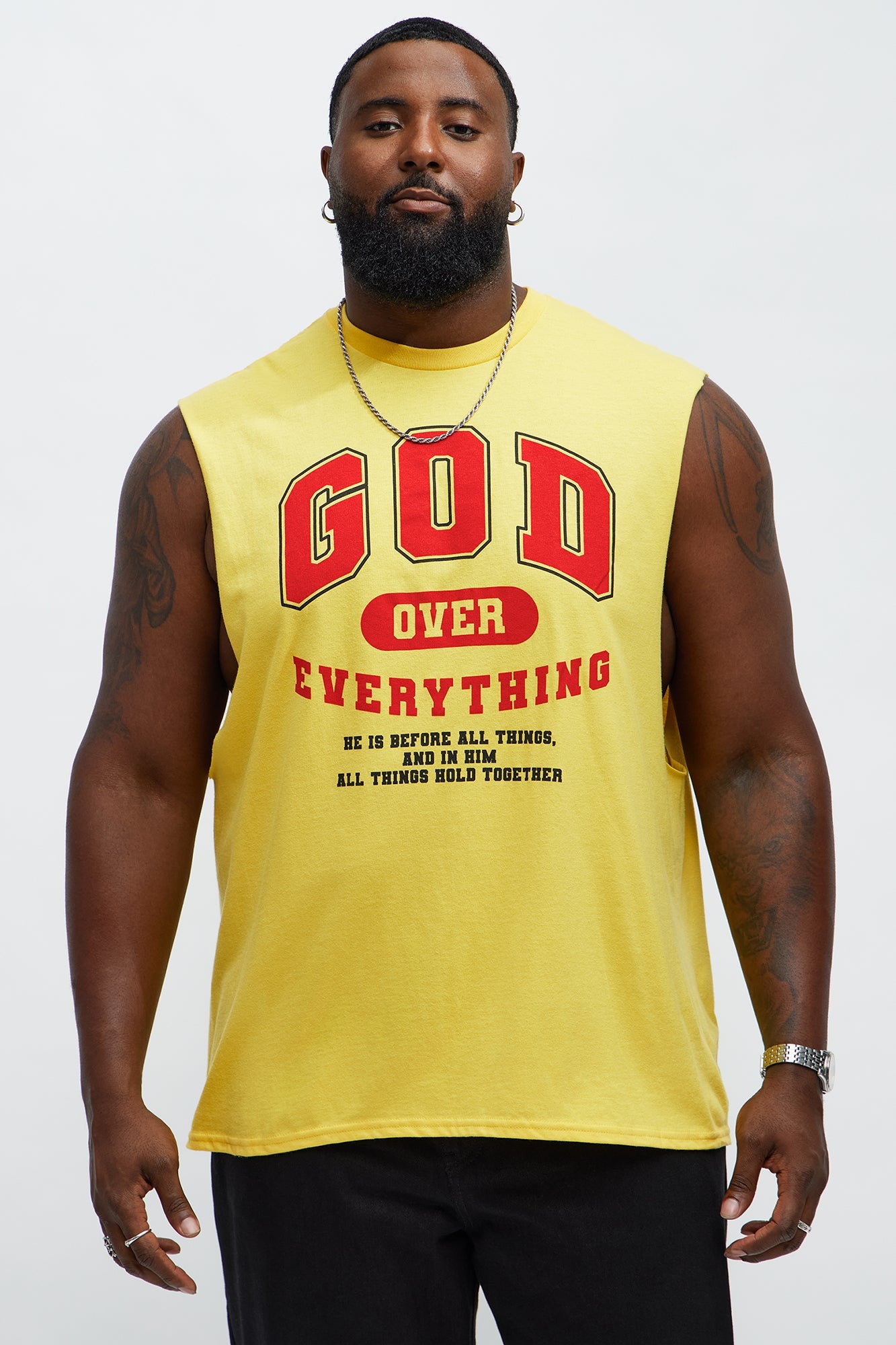 God Over Everything Muscle Tee - Yellow