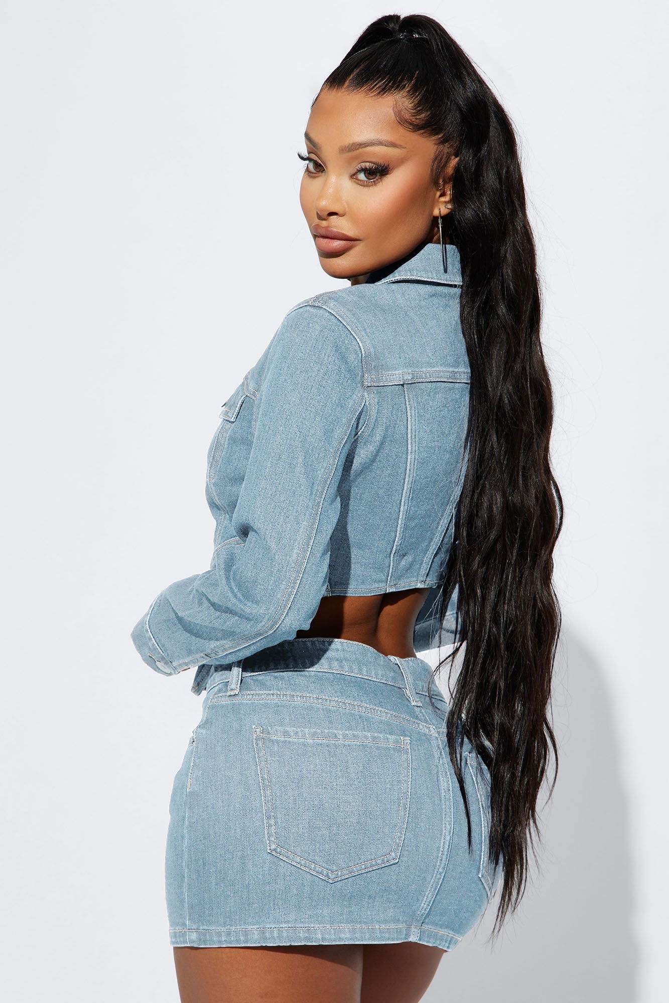Break Free Denim Skirt Set - Light Wash
