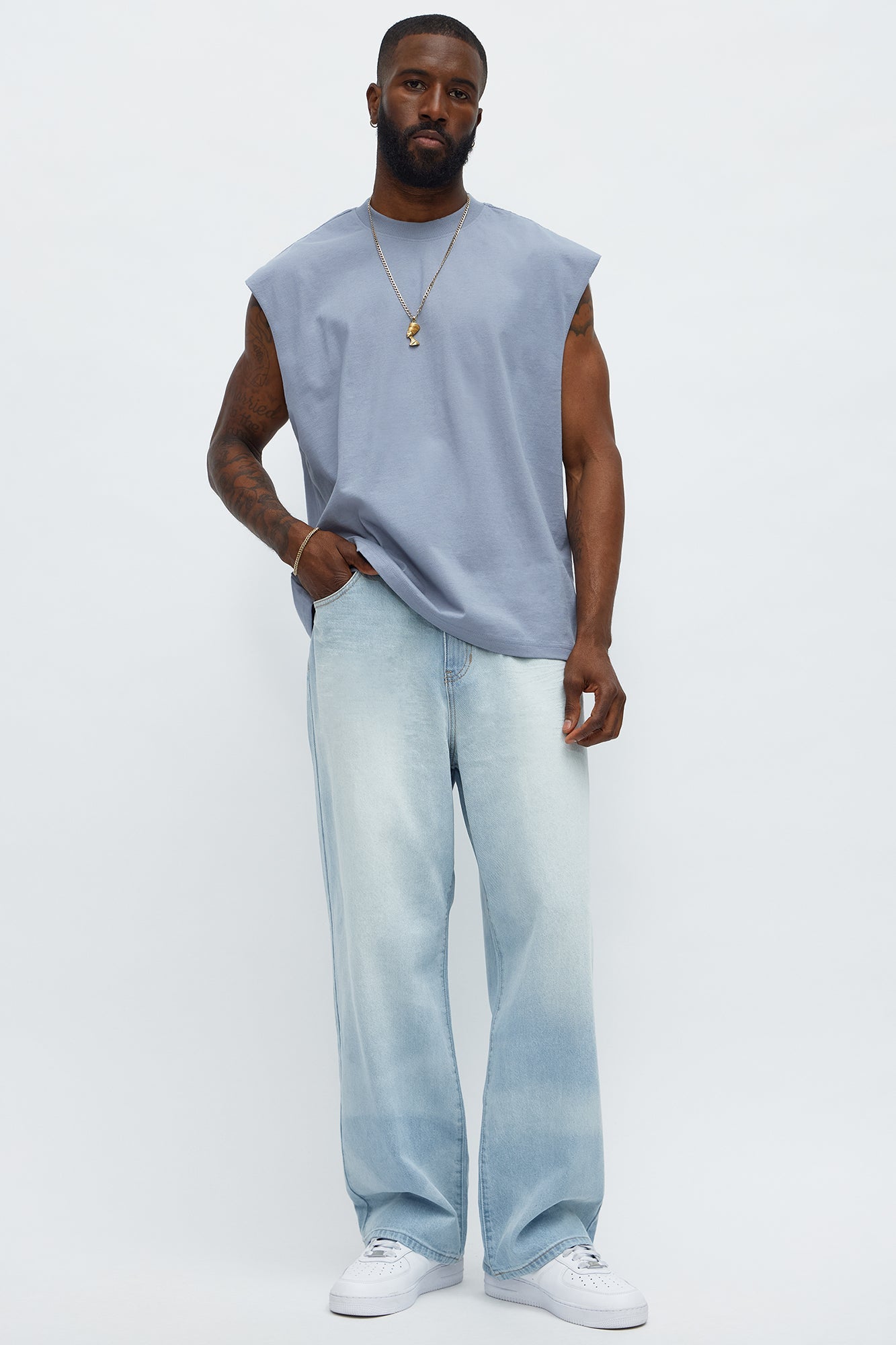 Relaxed Heavyweight Muscle Tee - Grey