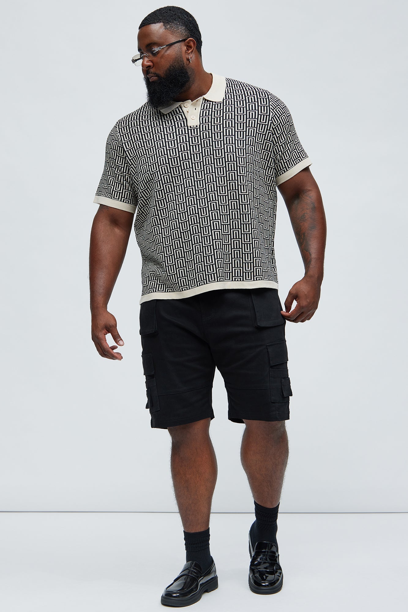 Cunard Jacquard Polo - Tan/Multi