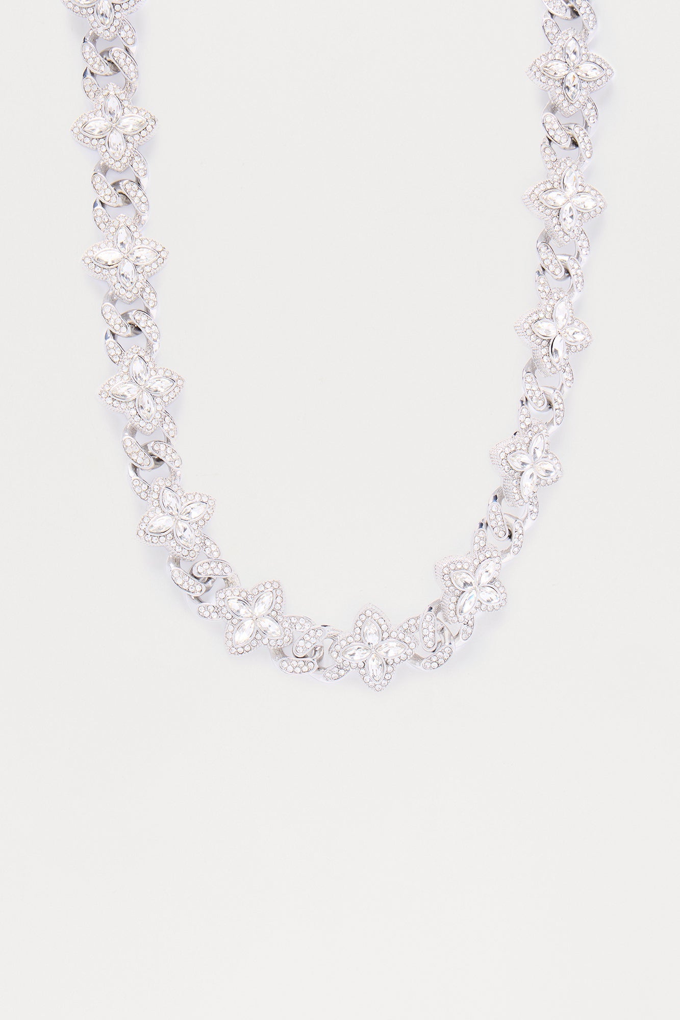 Iced Clover Necklace - Silver