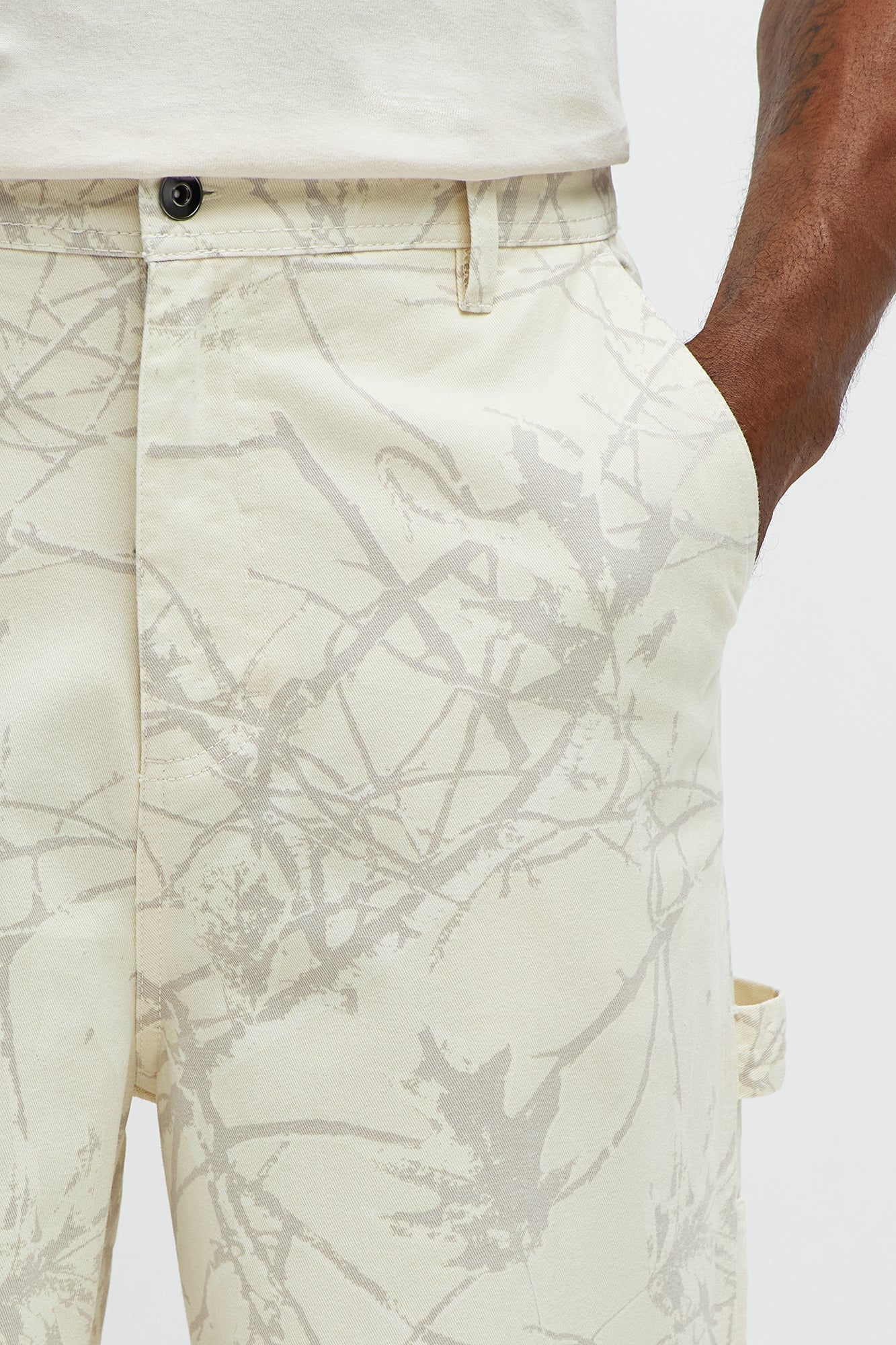 Straight Woodland Mirage Carpenter Pants - Cream
