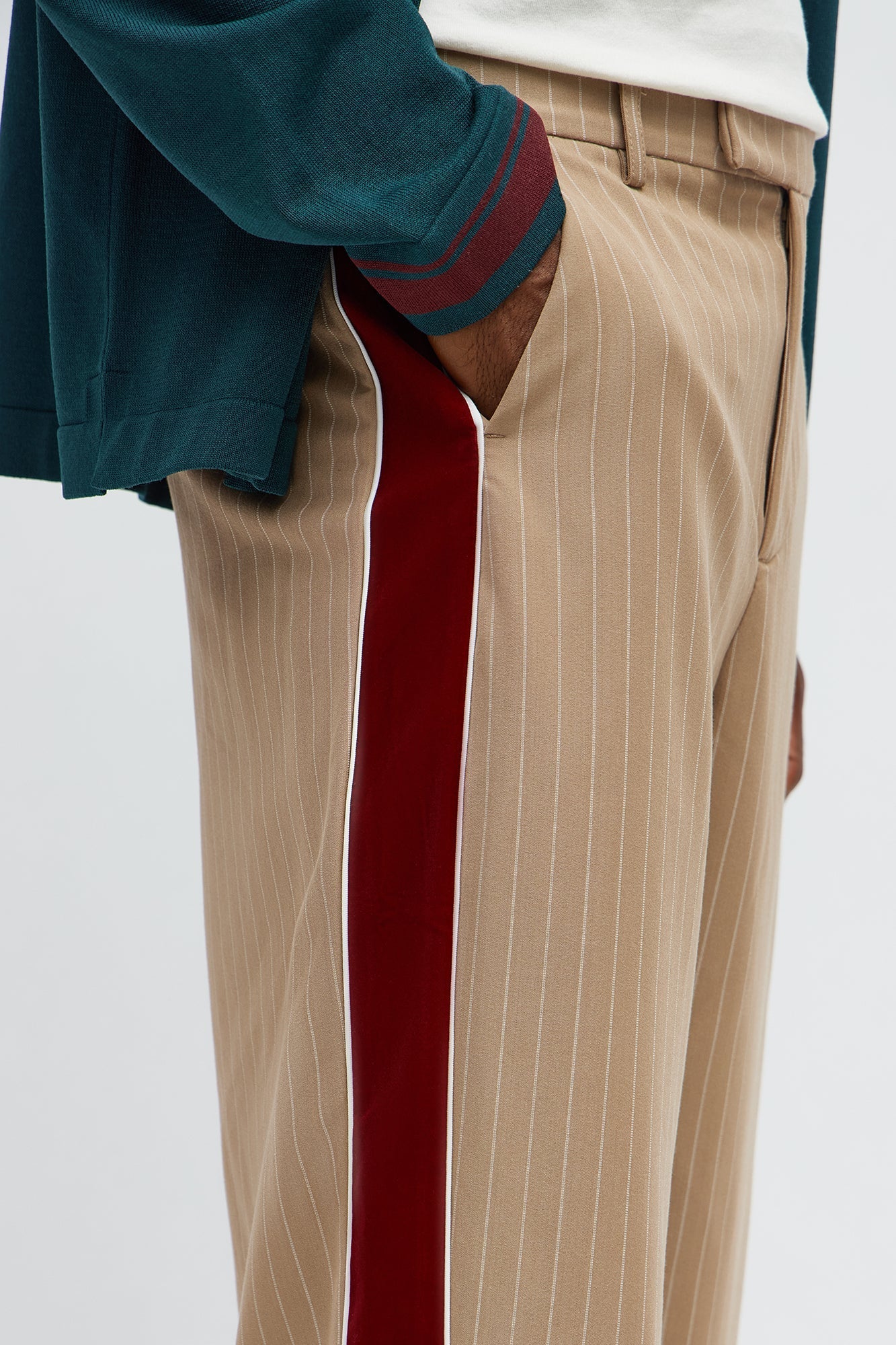 Baggy Elevated Side Stripe Trouser - Khaki/combo