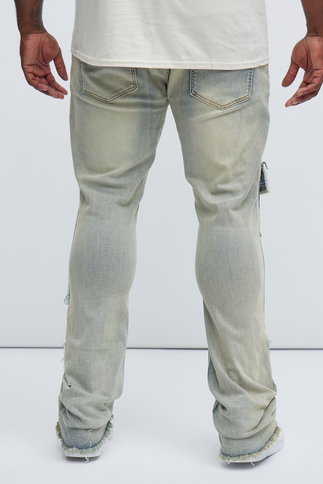 Get Started Cargo Stacked Skinny Flare Jeans - Medium Wash