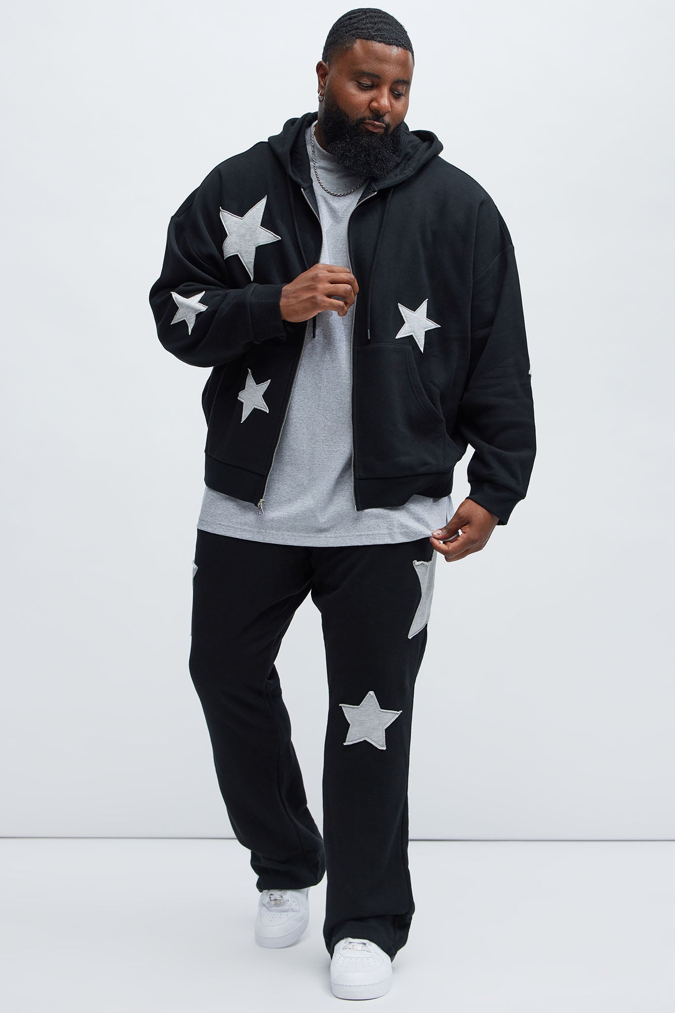 Tyson Stars Skinny Flared Sweatpants - Black