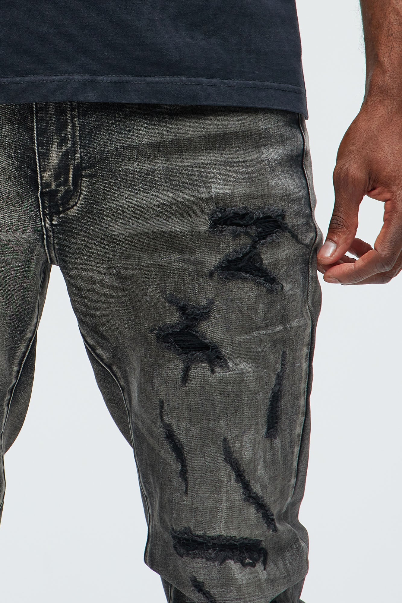 Put You On Spray Painted Stacked Skinny Jeans - Black