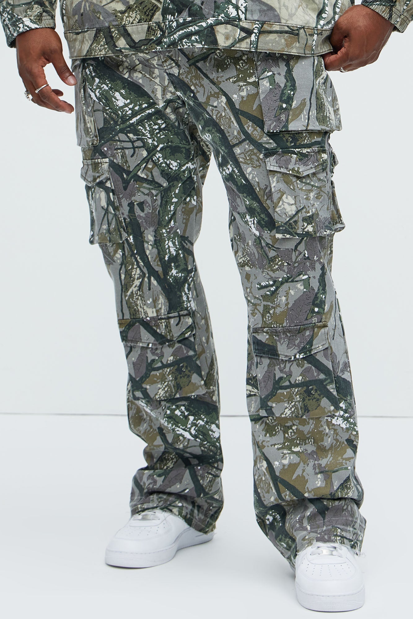 On Repeat Skinny Flare Cargo Pants - Green/combo