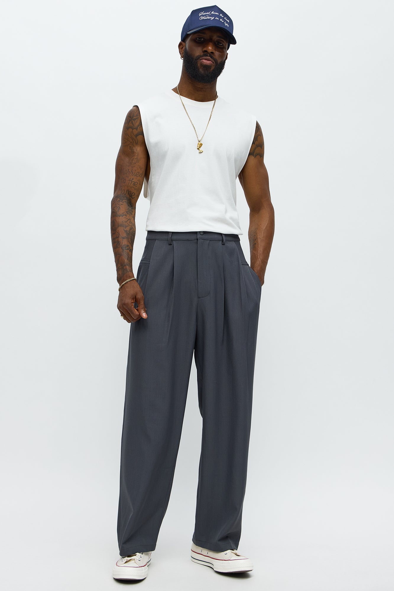 Baggy Pleated Regal Trouser - Charcoal