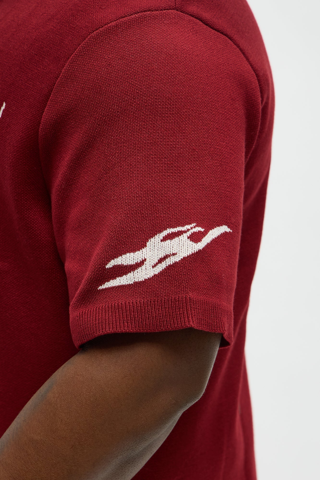Regular Fit 13 Button Up Sweater Shirt - Red/White