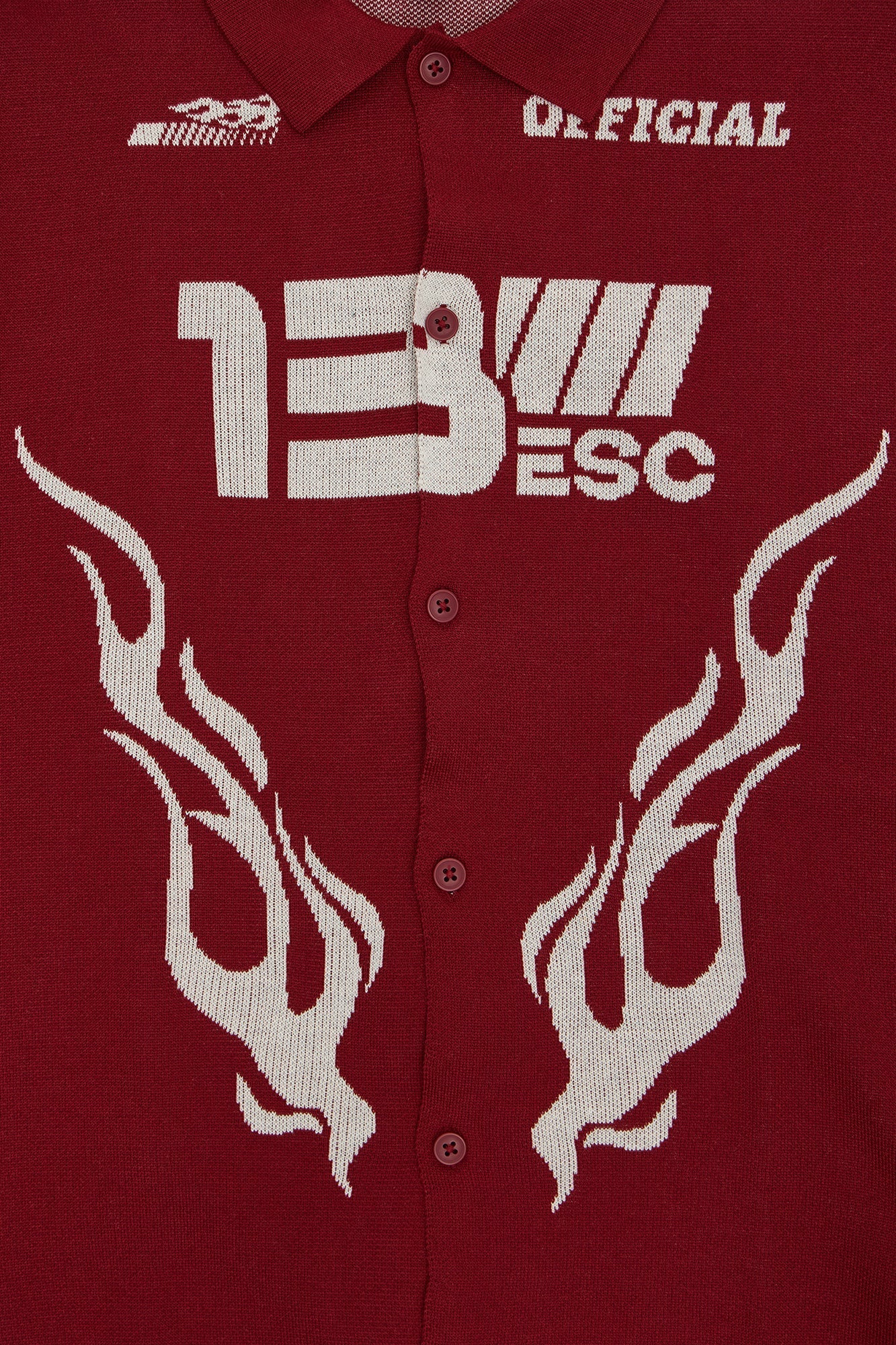 Regular Fit 13 Button Up Sweater Shirt - Red/White