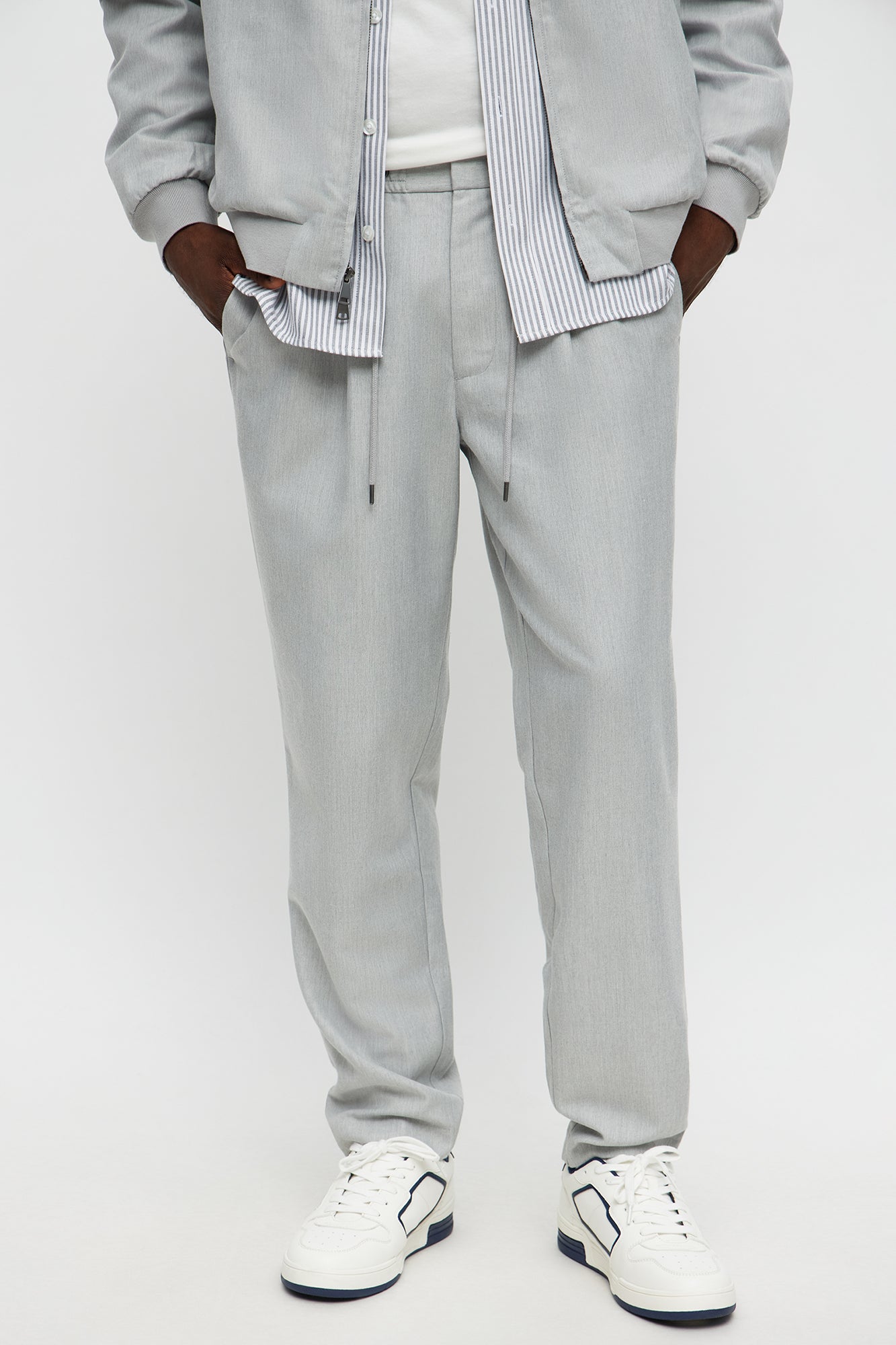 Slim Modern Stretch-Waist Everyday Trouser - Light Grey