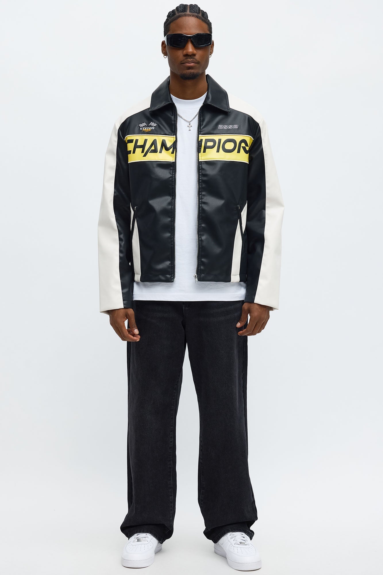 Relaxed Racer Moto Zip Jacket - Black/combo