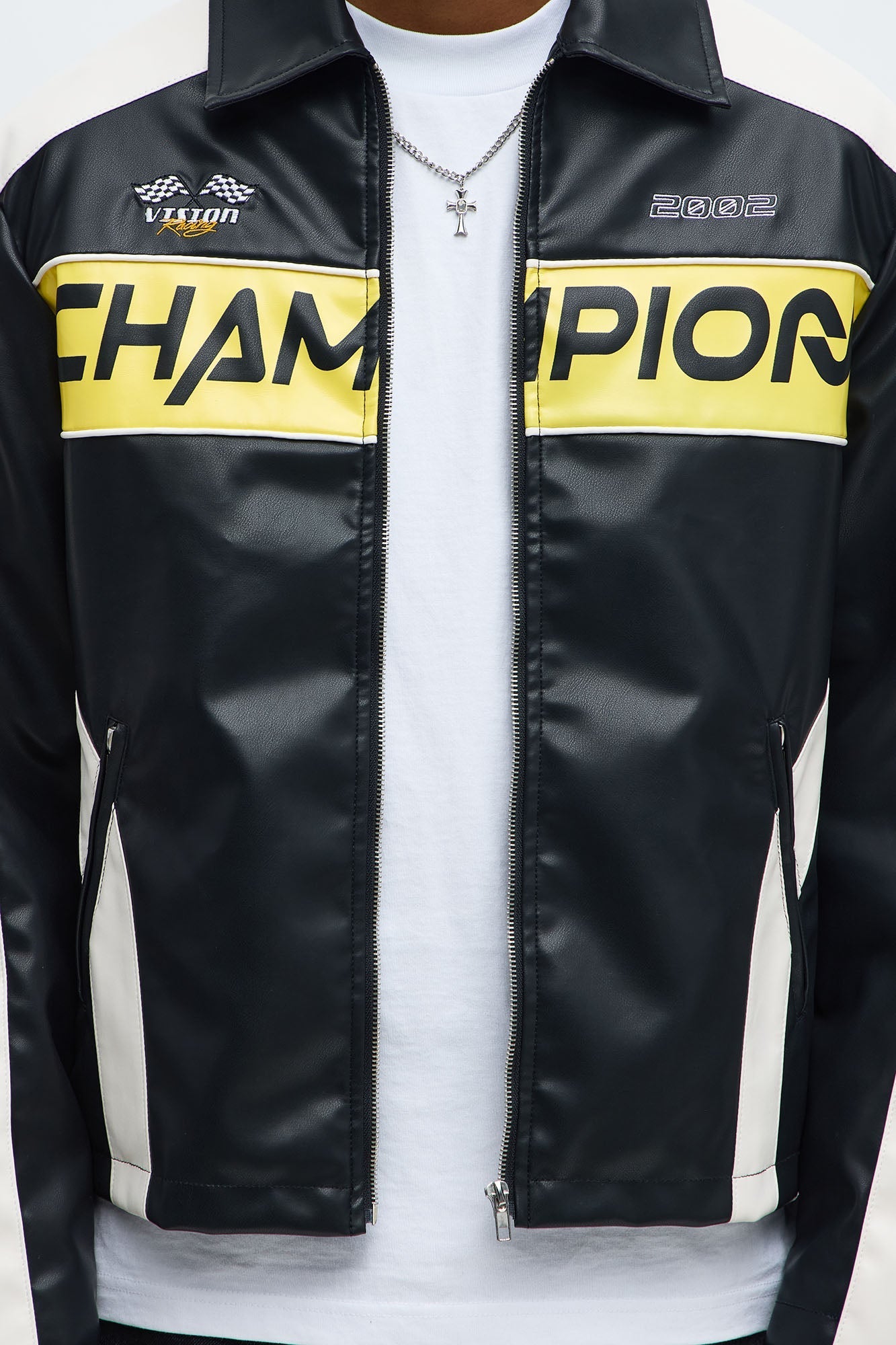 Relaxed Racer Moto Zip Jacket - Black/combo