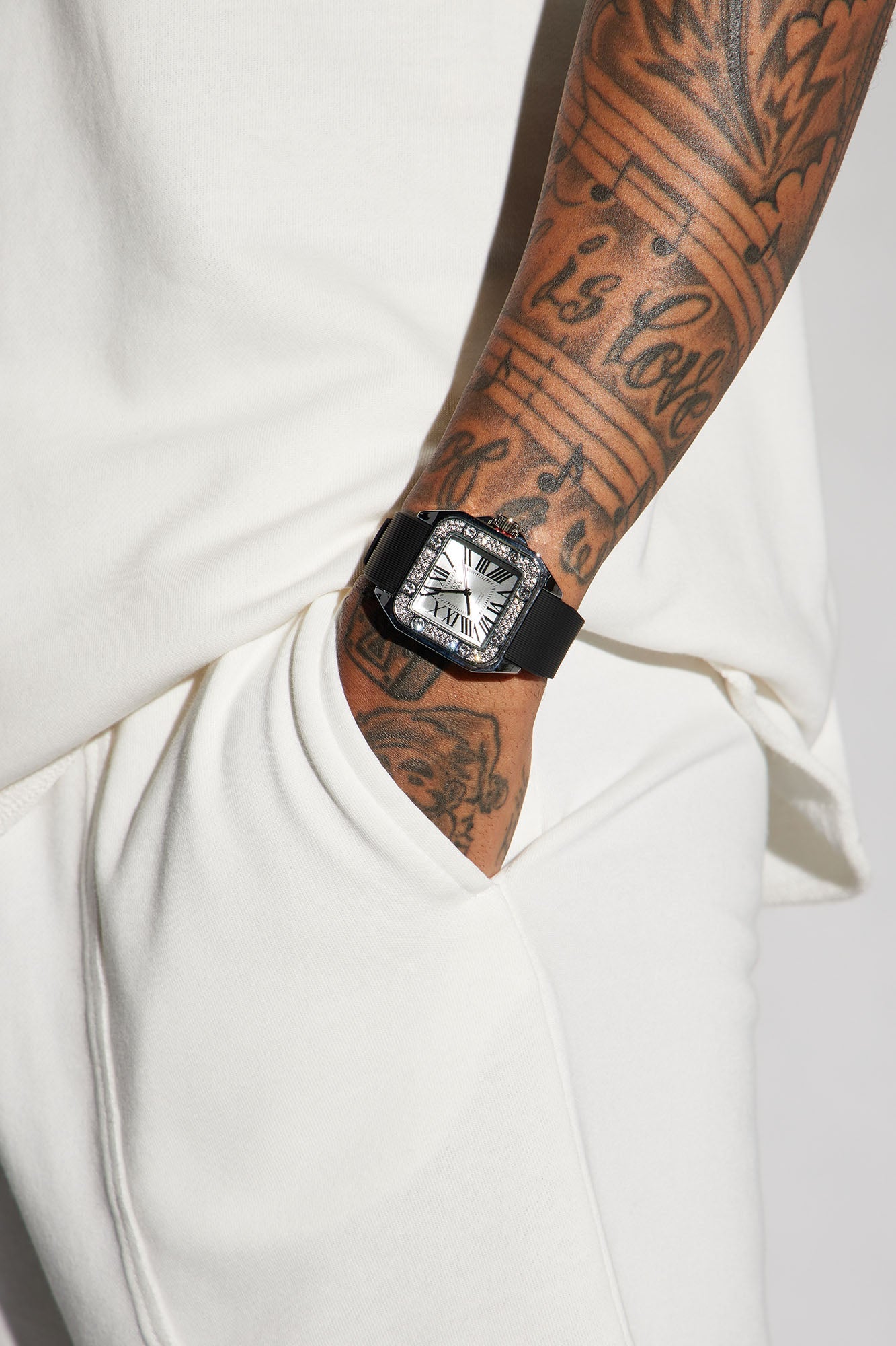 Time To Go Iced Watch - Silver/Black