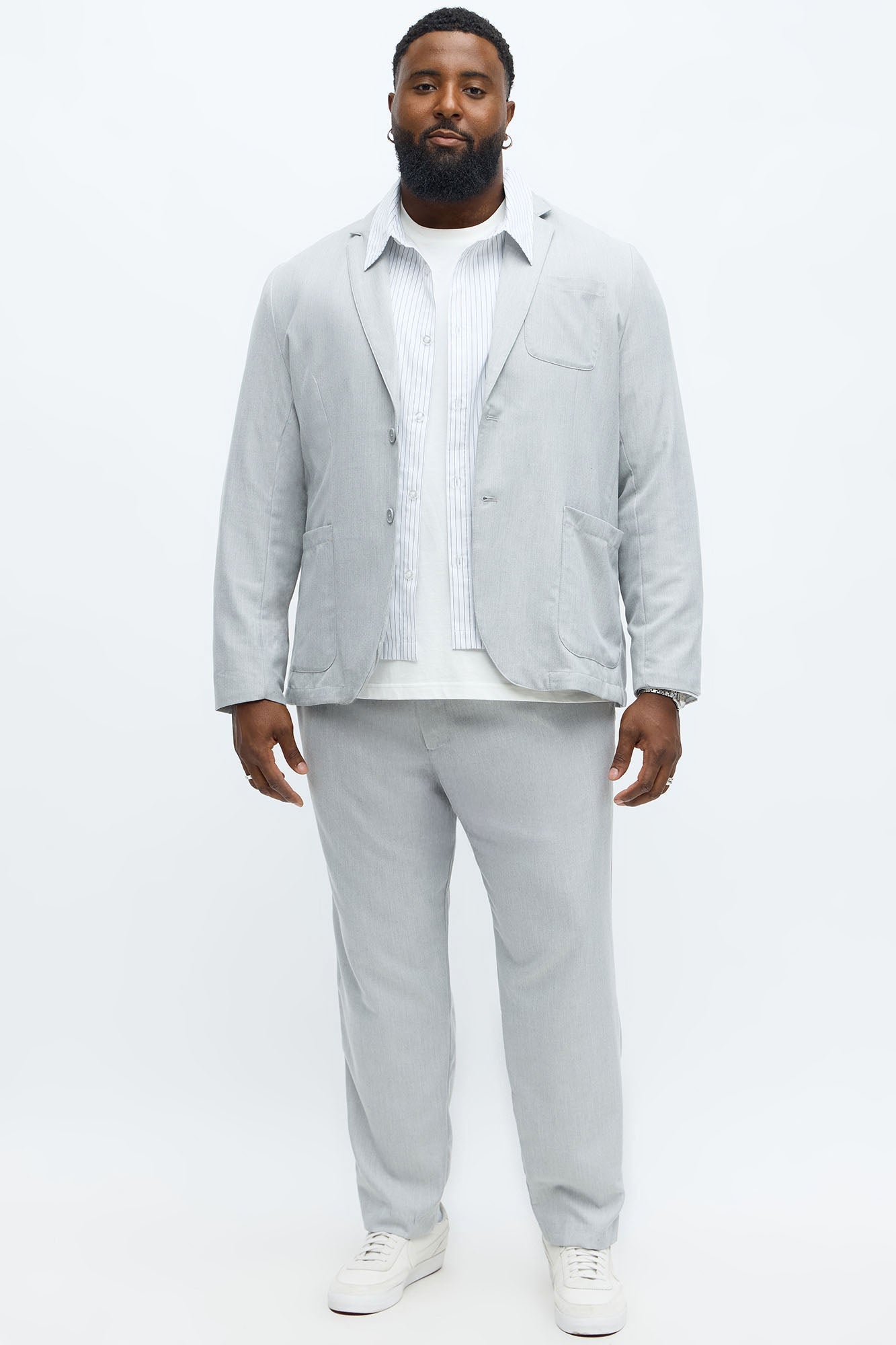 Slim Modern Stretch-Waist Everyday Trouser - Light Grey