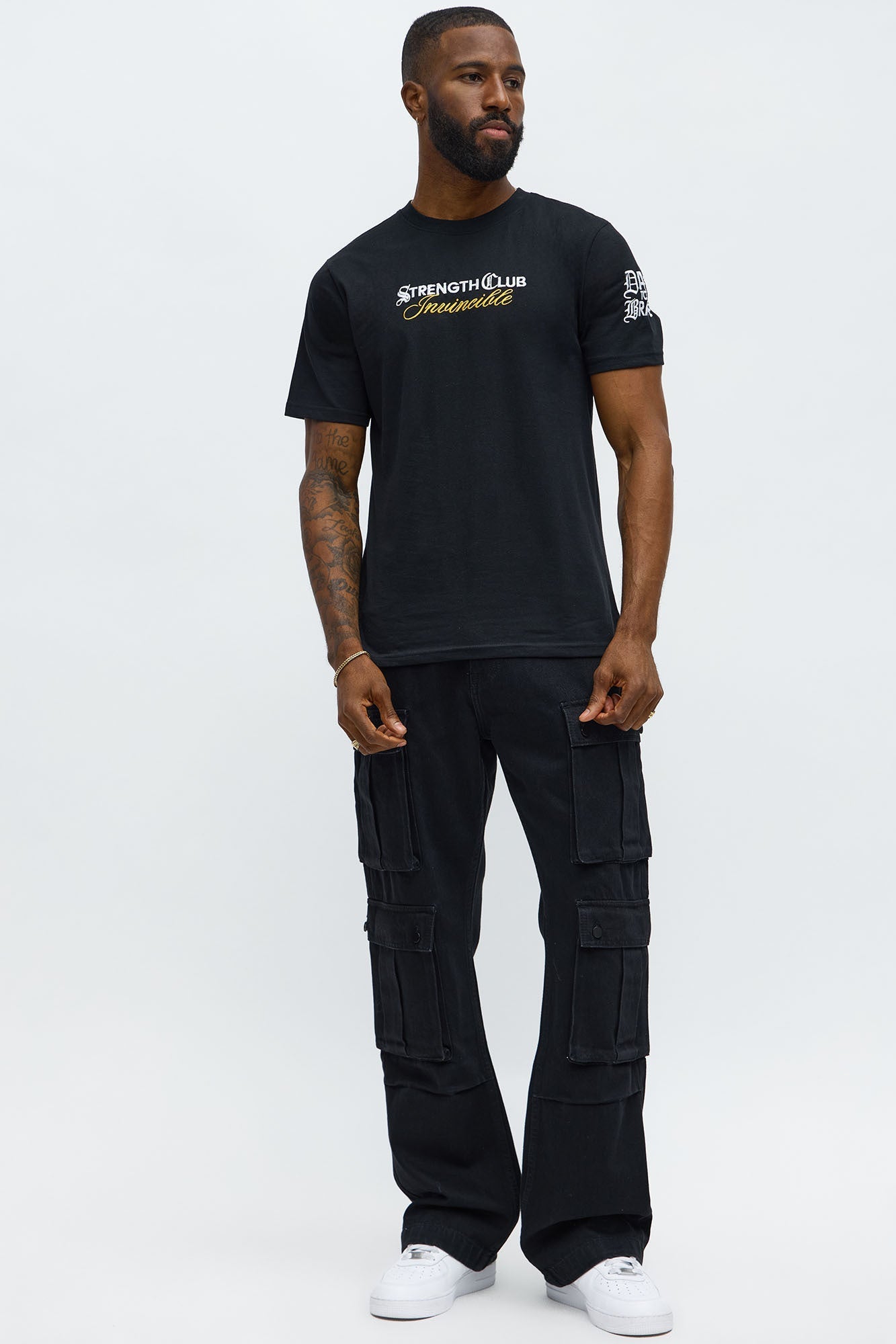 Strength Club Embroidery Short Sleeve Tee - Black