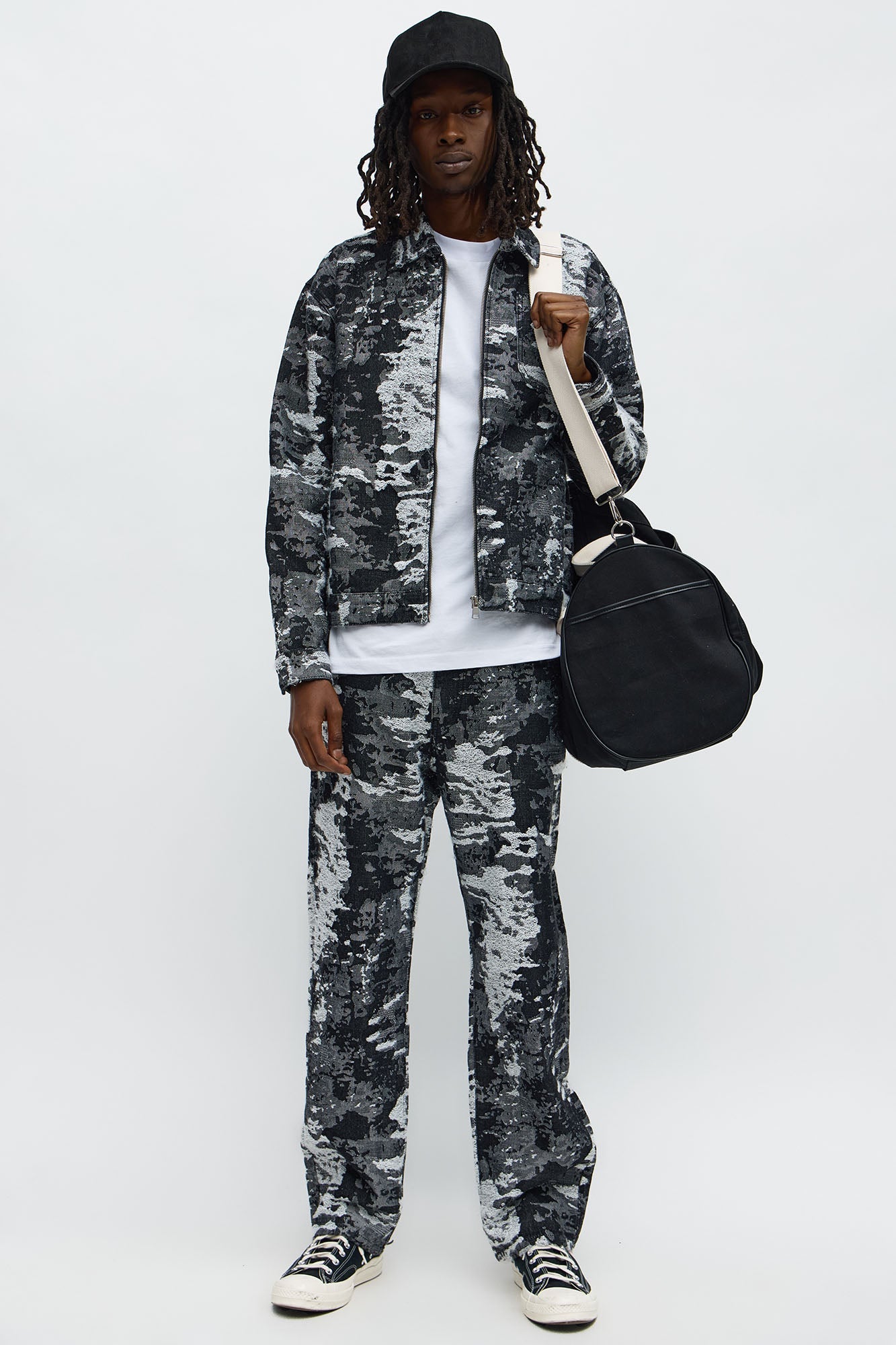 Cropped Fading In And Out Work Jacket - Black Wash