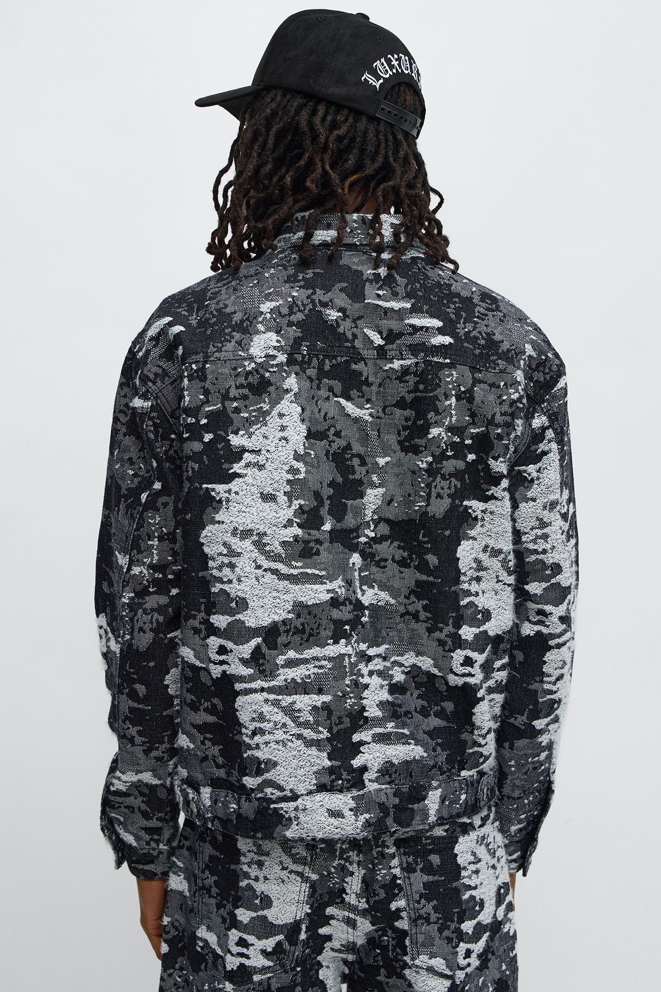 Cropped Fading In And Out Work Jacket - Black Wash