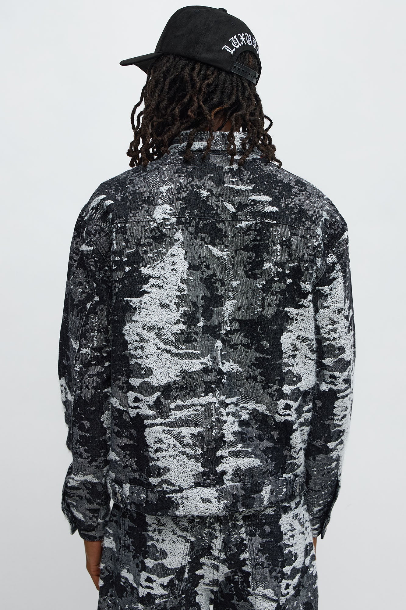 Cropped Fading In And Out Work Jacket - Black Wash