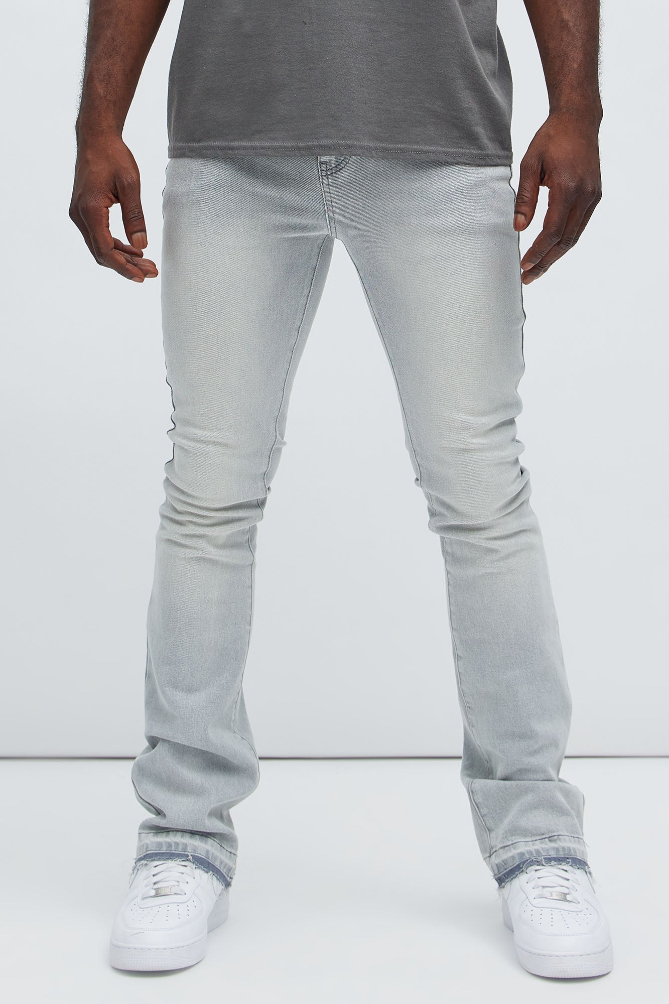 Cornell Stacked Skinny Flare Jeans - Slate Grey
