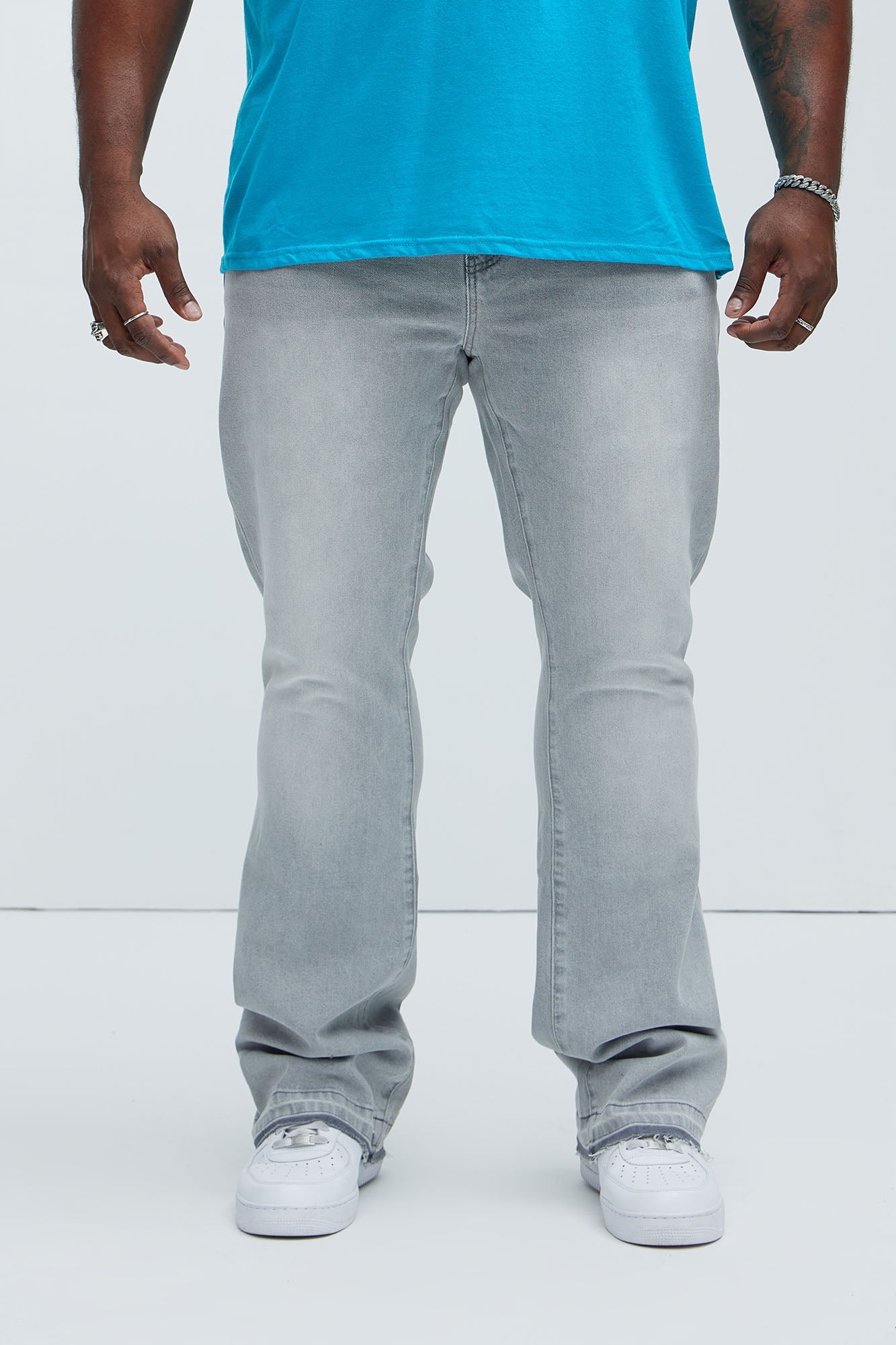Cornell Stacked Skinny Flare Jeans - Slate Grey