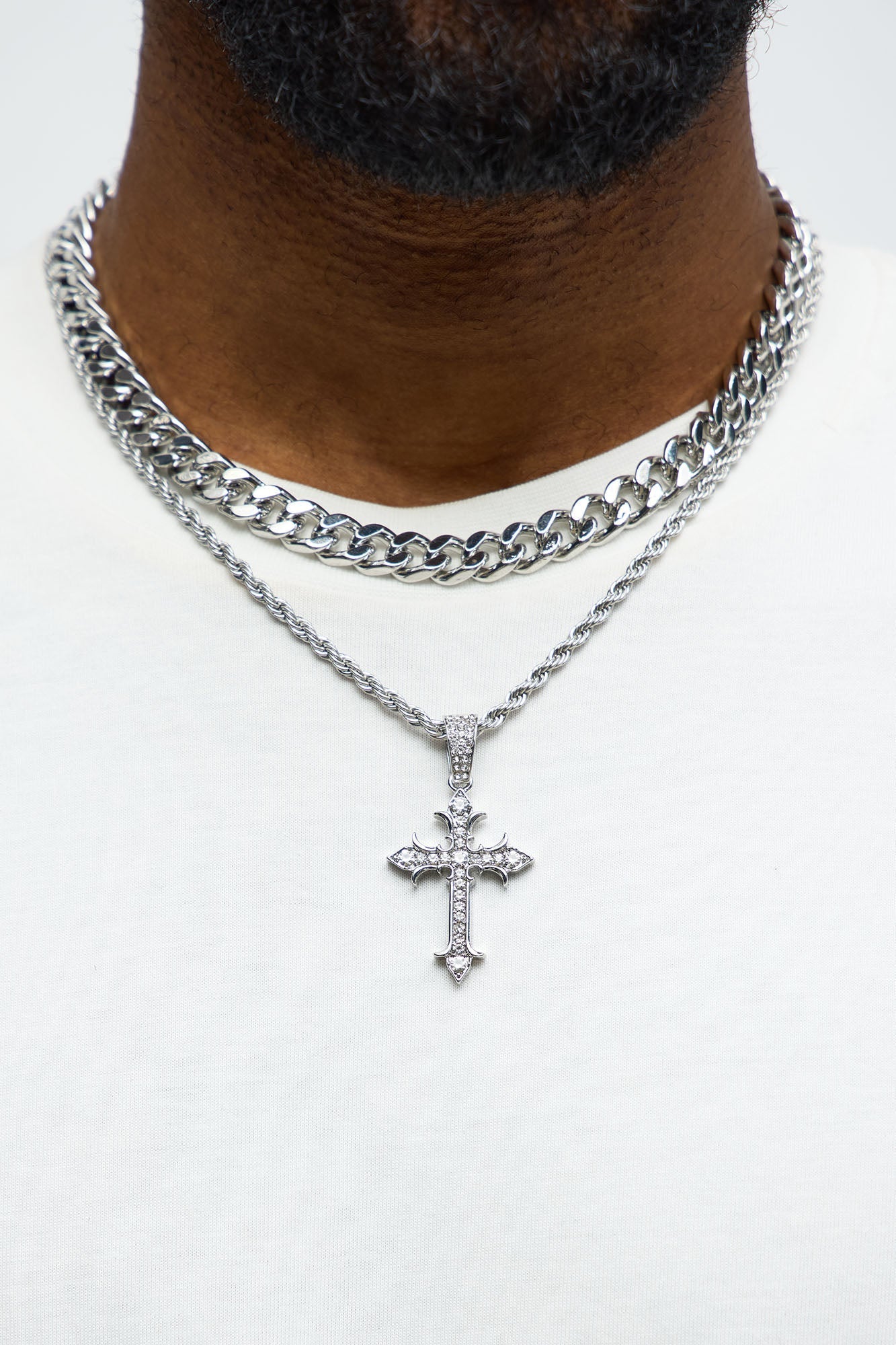 Moon Lit 2 Piece Necklace Set - Silver