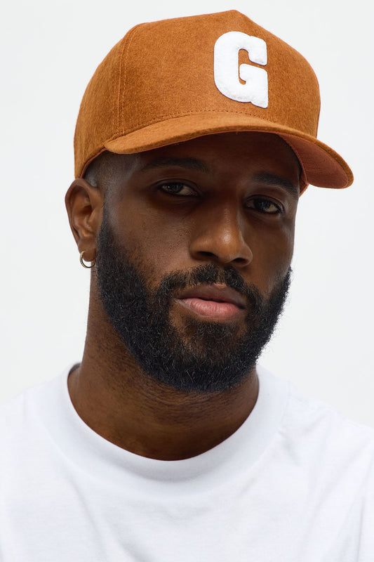 1St Gold Textured Structured Snapback Hat - Orange